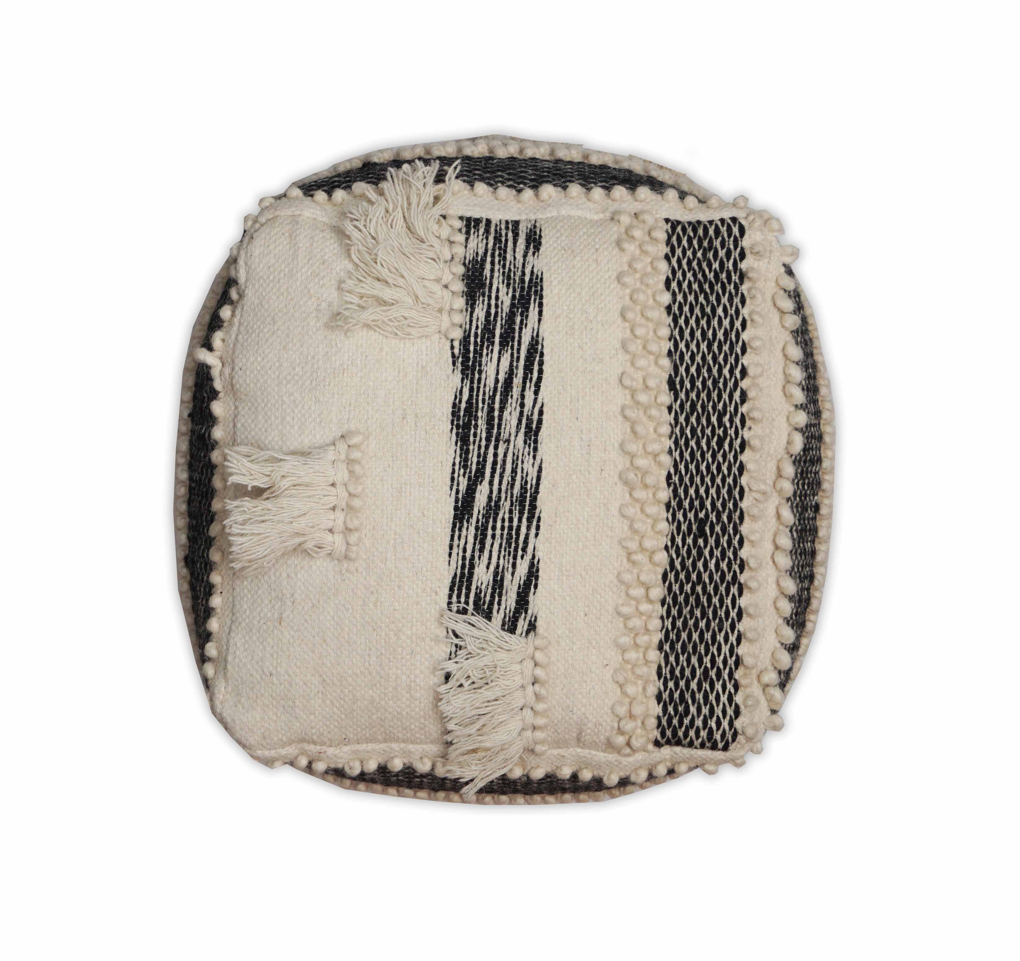 Boho Pouf aus Wolle | 50 cm x 50 cm x 50 cm | Nr. Z-1755