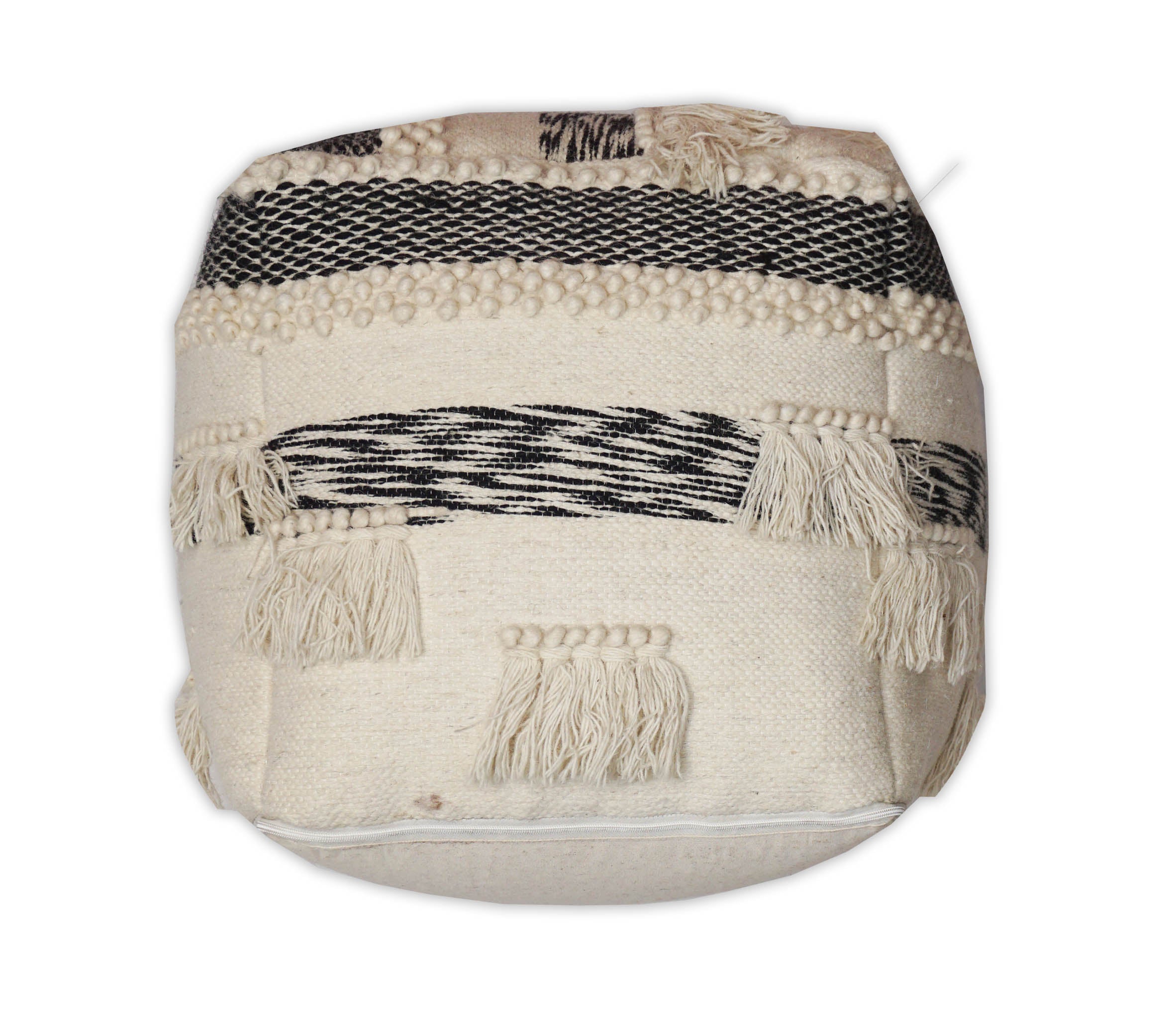 Boho Pouf aus Wolle | 50 cm x 50 cm x 50 cm | Nr. Z-1755
