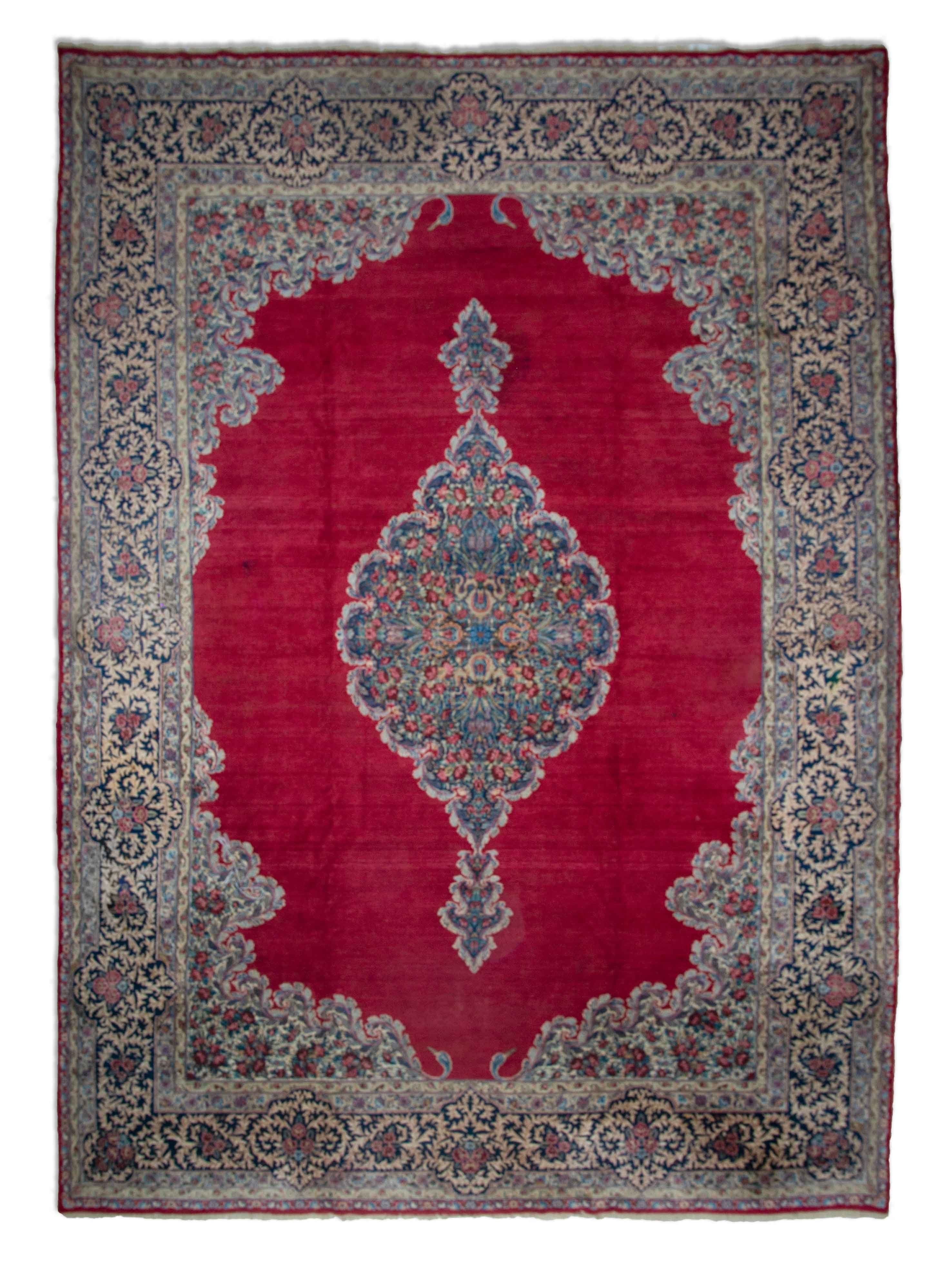 Eine Fotoaufnahme eines Kerman Lavar Teppichs.