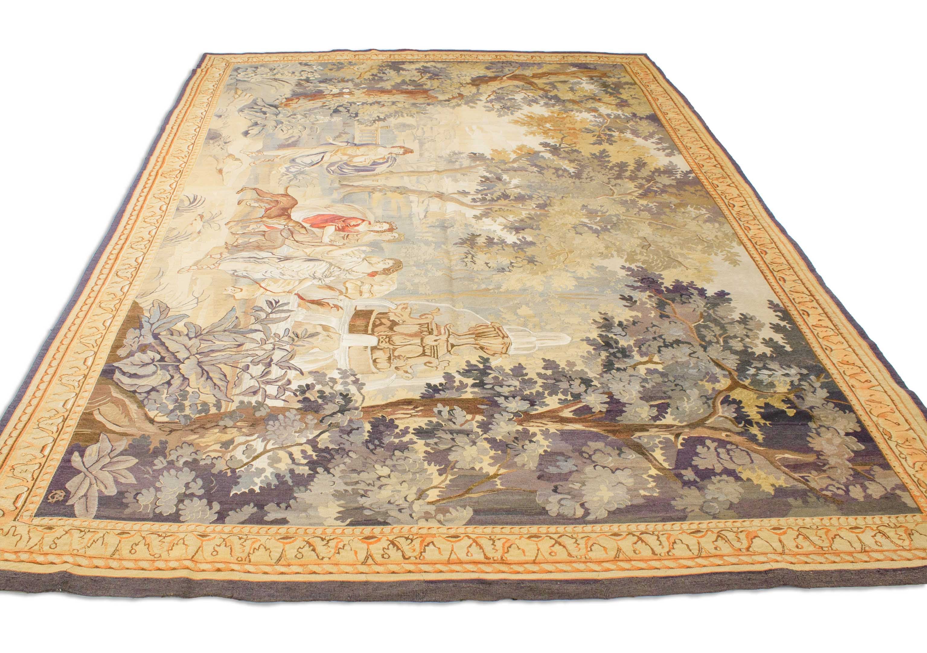 Eine Fotoaufnahme eines Tapisserie Teppich Teppichs.