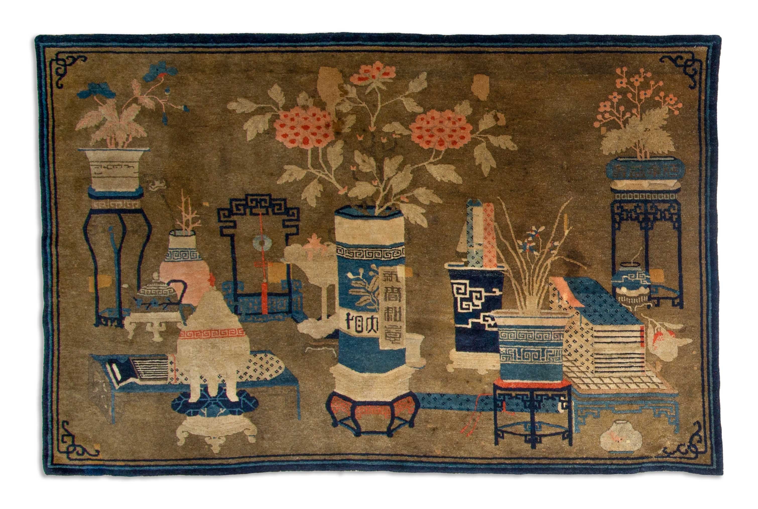 Eine Fotoaufnahme eines US Import China Teppich Teppichs.