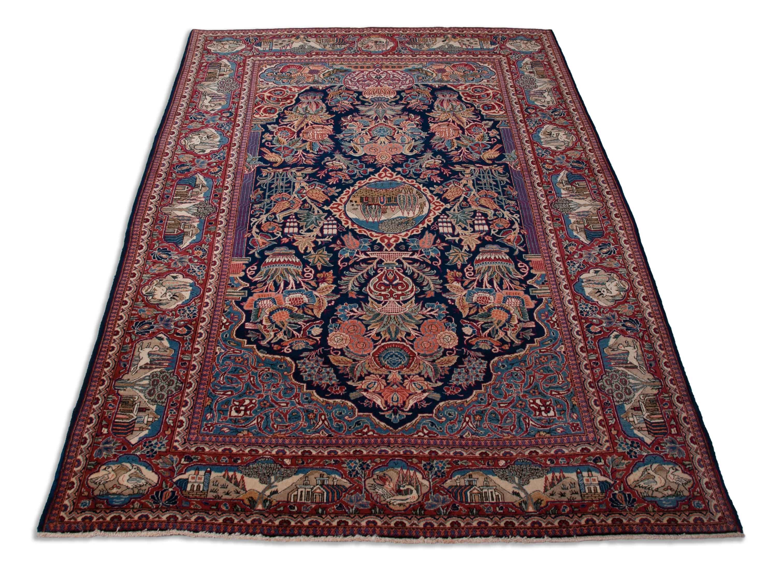 Eine Fotoaufnahme eines Keshan Teppichs.