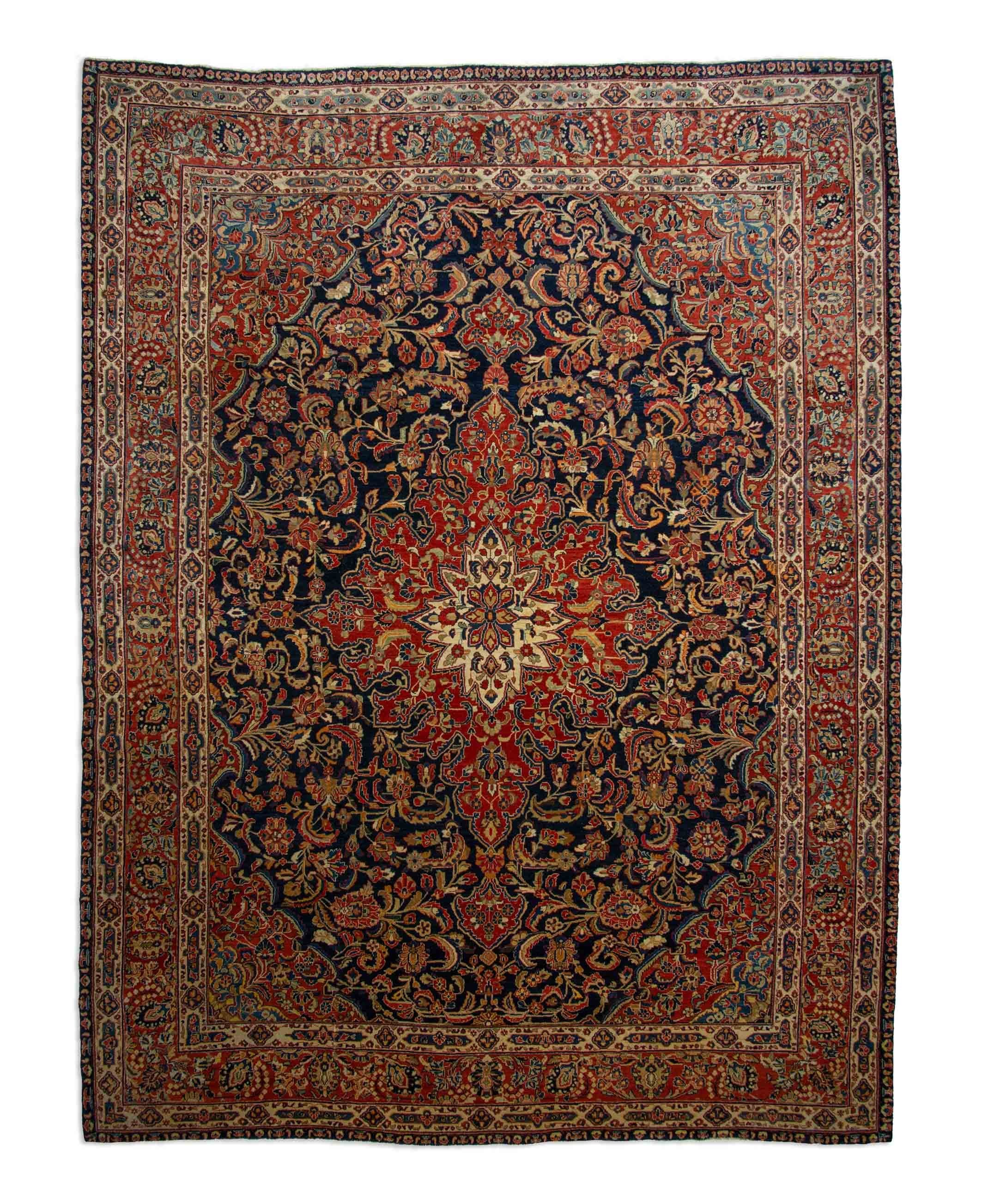 Eine Fotoaufnahme eines Sarough Teppichs.