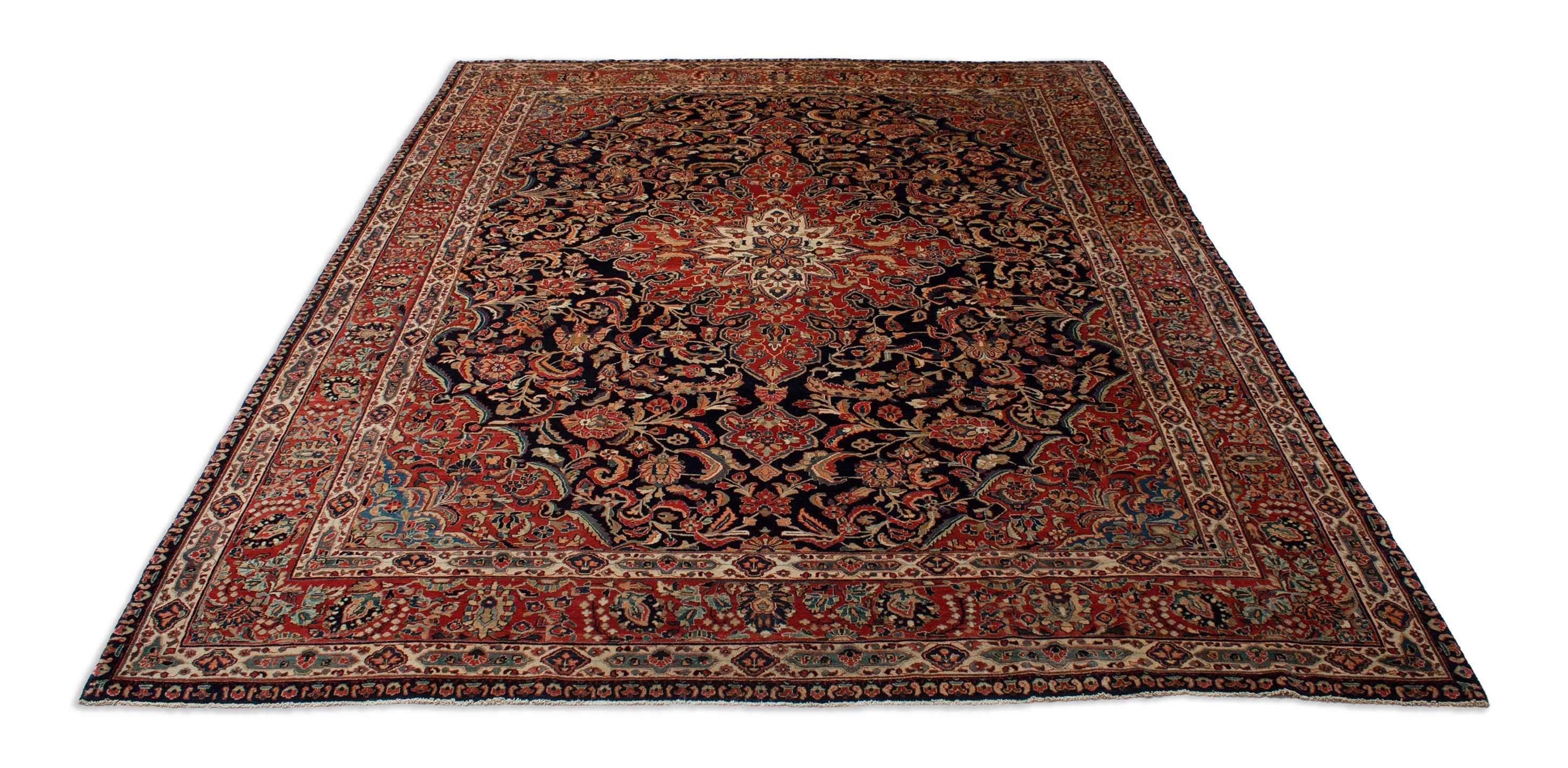 Eine Fotoaufnahme eines Sarough Teppichs.