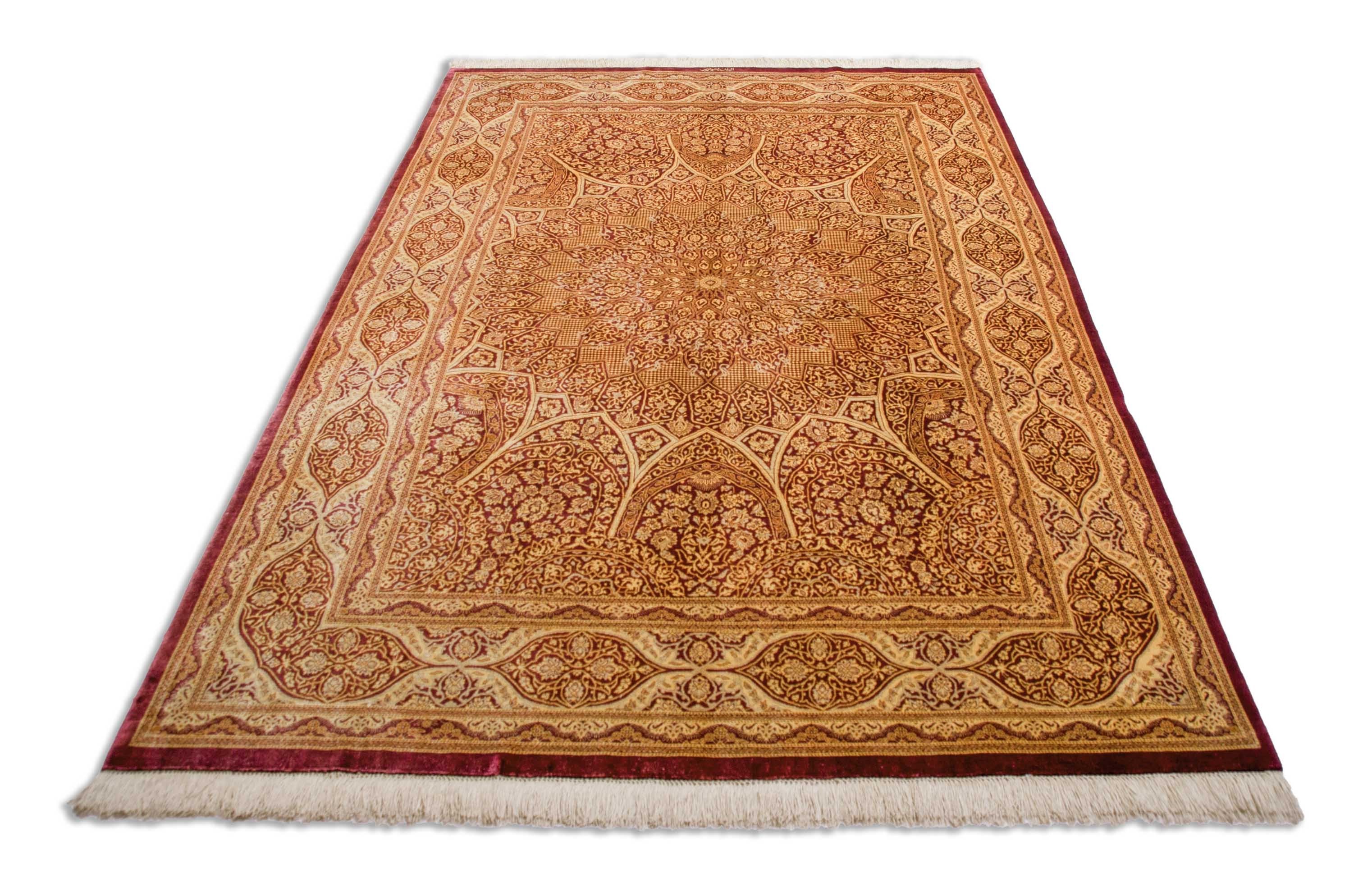 Eine Fotoaufnahme eines Ghom Teppichs.