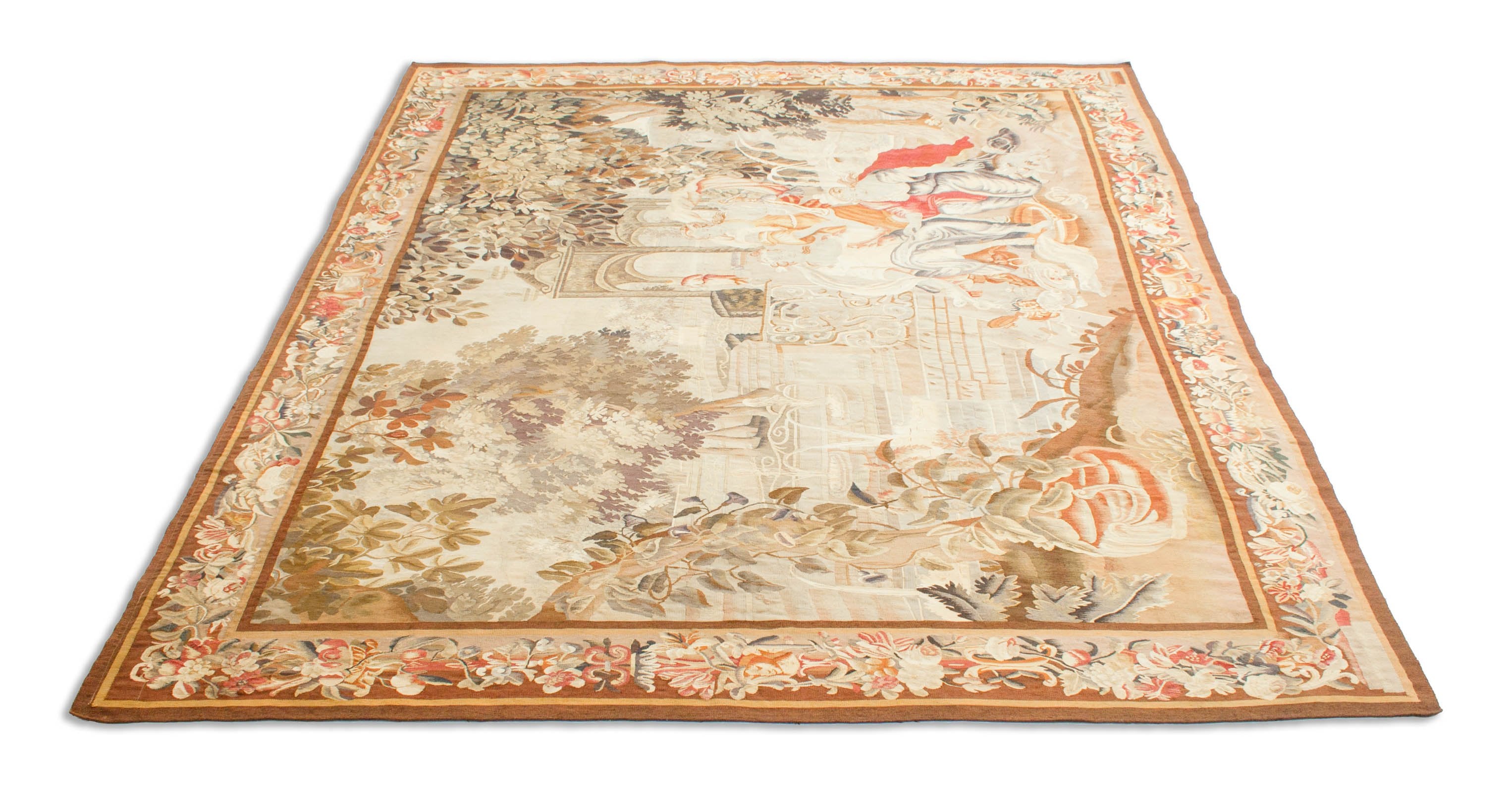 Eine Fotoaufnahme eines Tapisserie Teppich Teppichs.