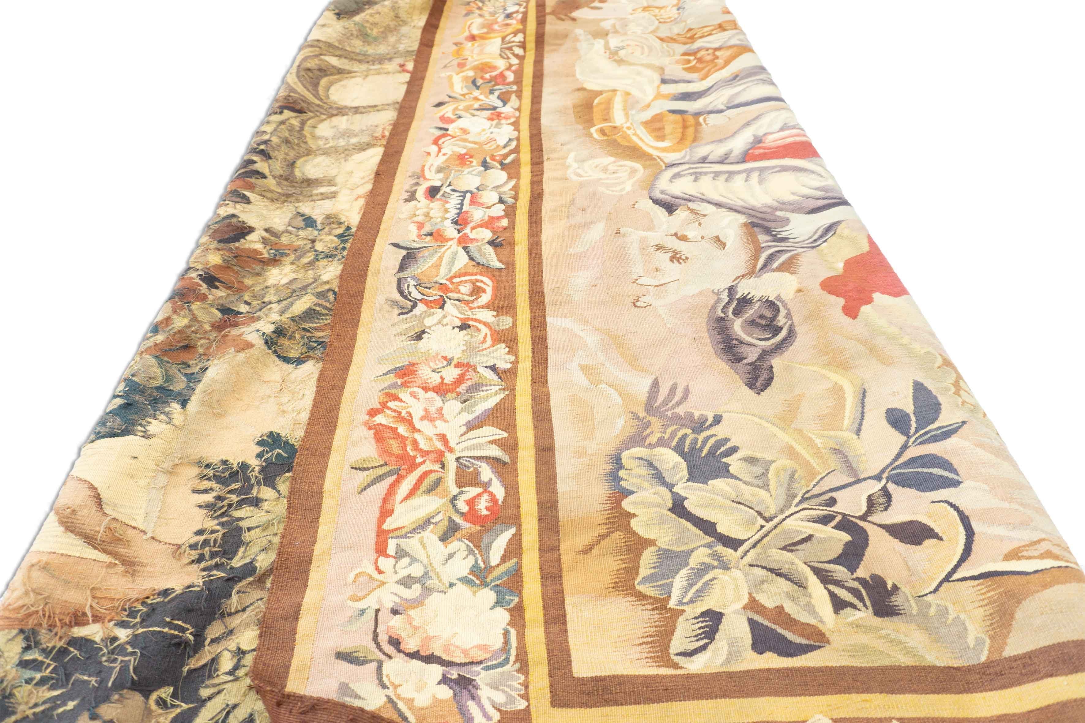 Eine Fotoaufnahme eines Tapisserie Teppich Teppichs.