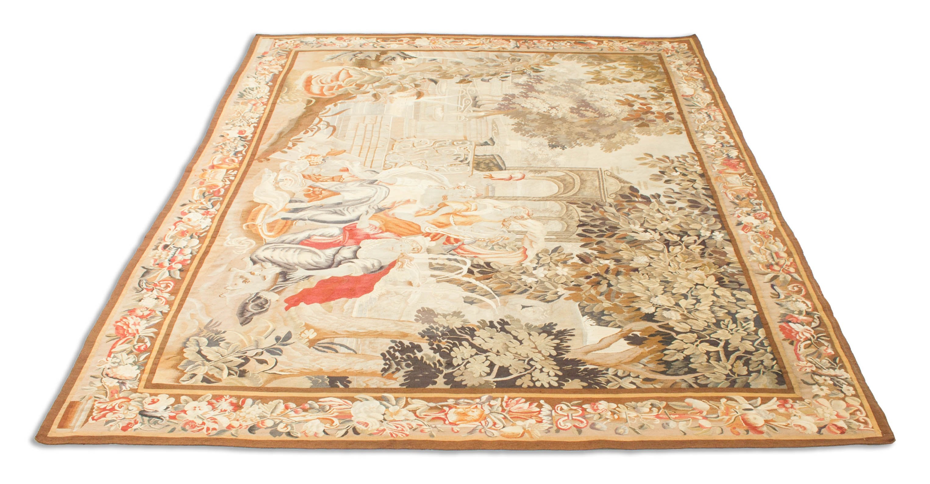 Eine Fotoaufnahme eines Tapisserie Teppich Teppichs.