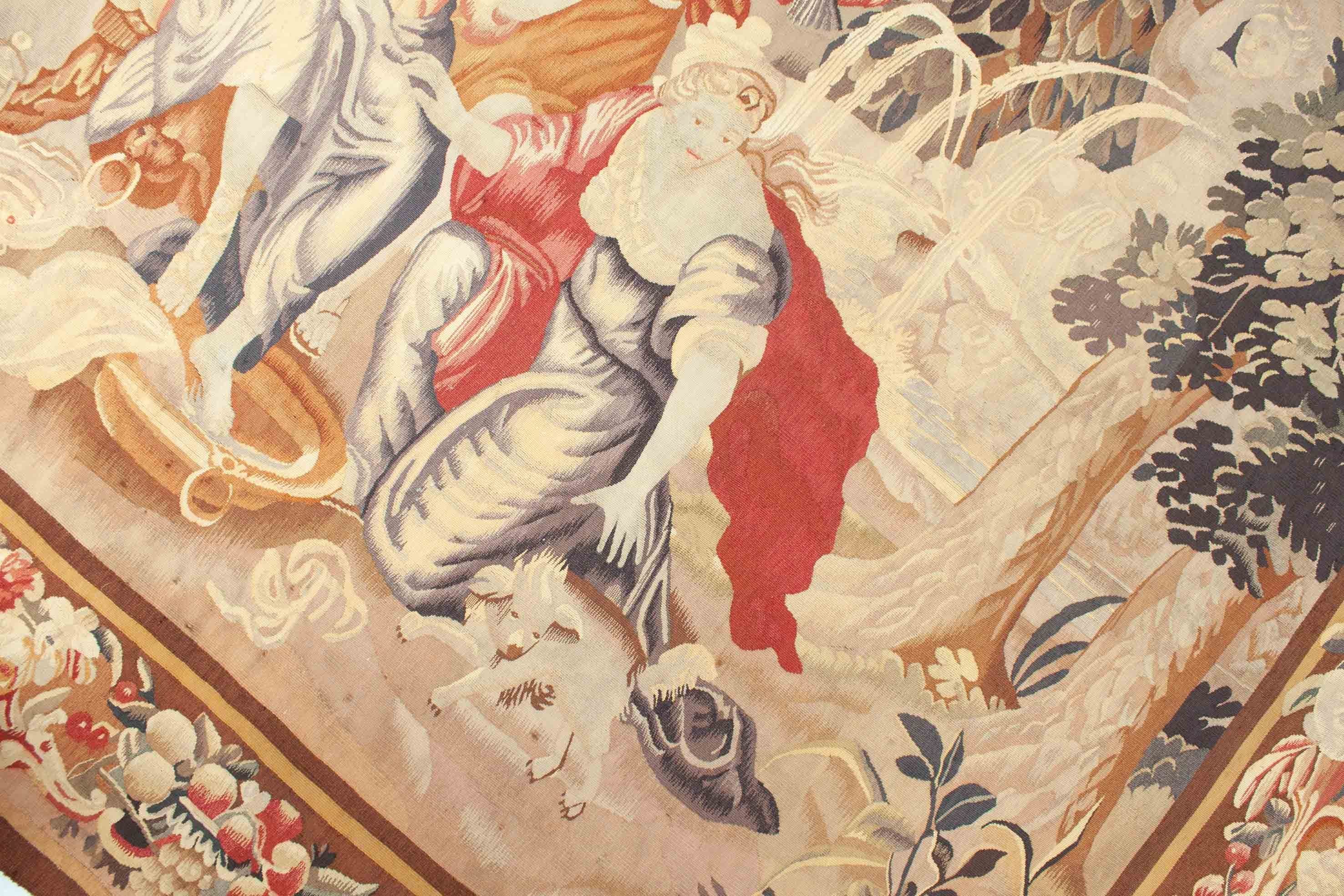 Eine Fotoaufnahme eines Tapisserie Teppich Teppichs.