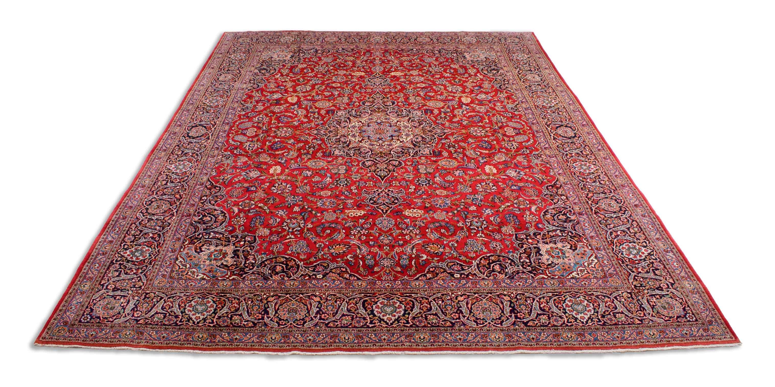 Eine Fotoaufnahme eines Keshan Teppichs.