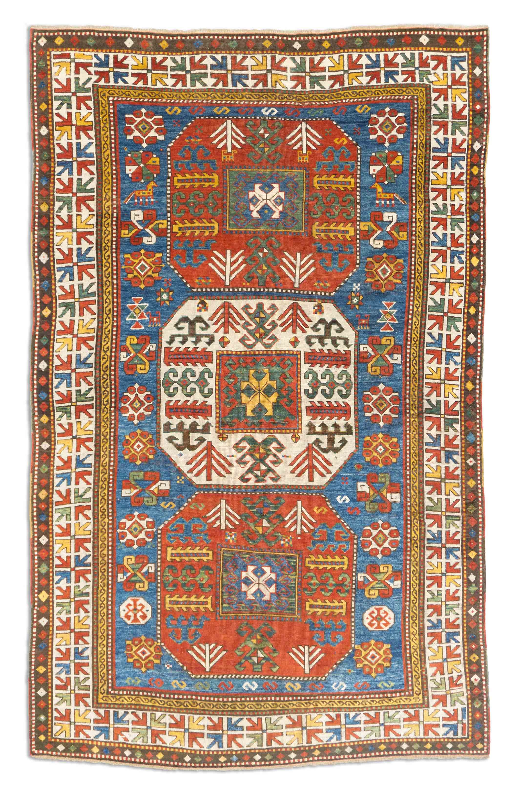 Eine Fotoaufnahme eines Kazak Teppichs.