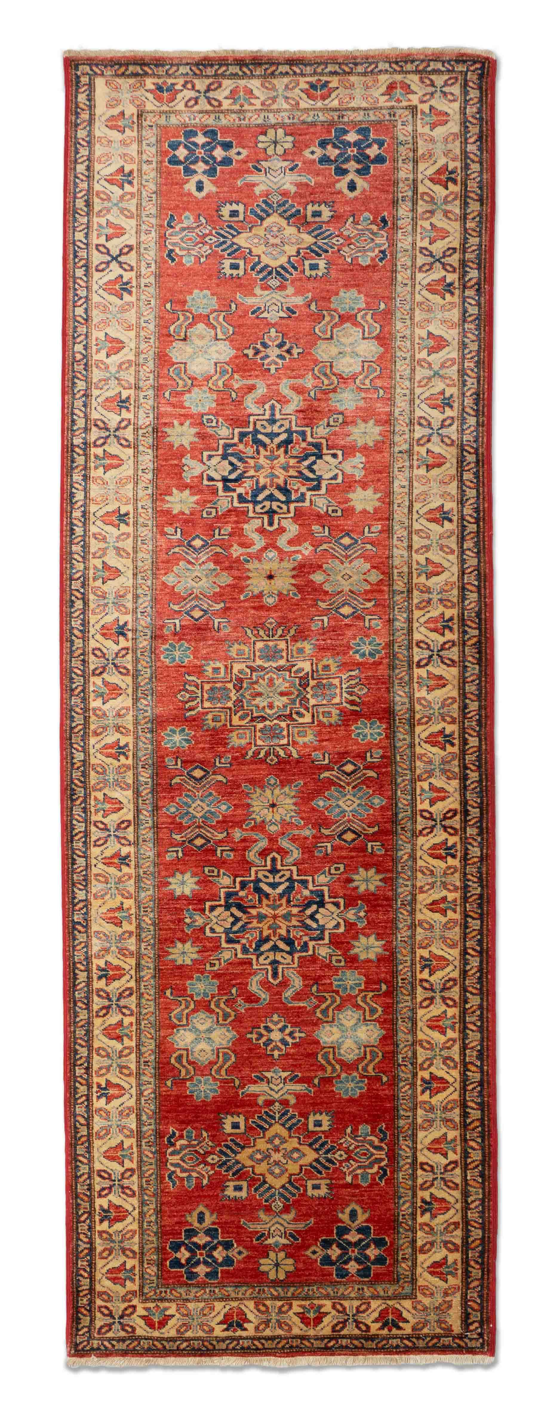 Eine Fotoaufnahme eines Kazak Teppichs.