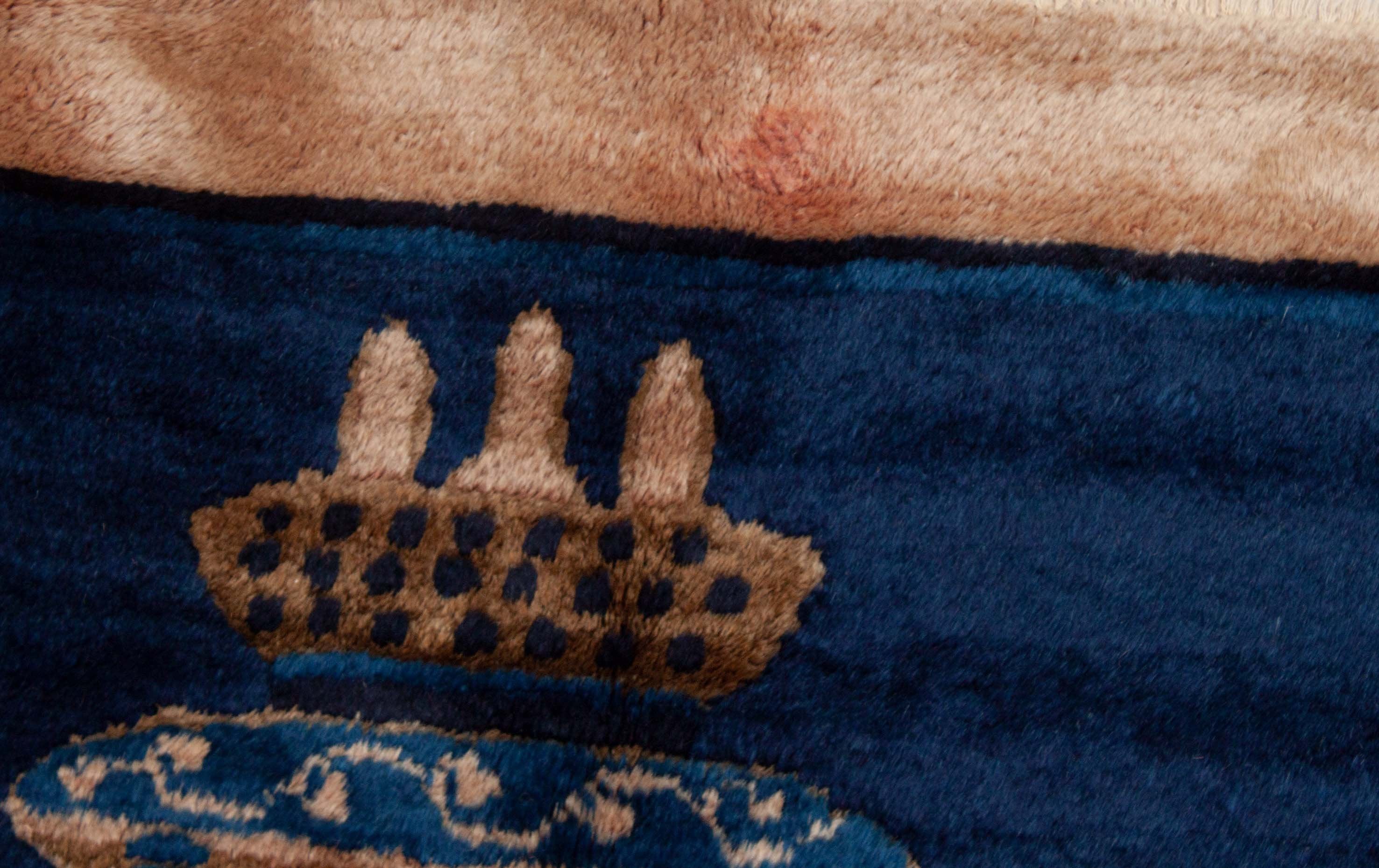 Eine Fotoaufnahme eines China Teppich Teppichs.