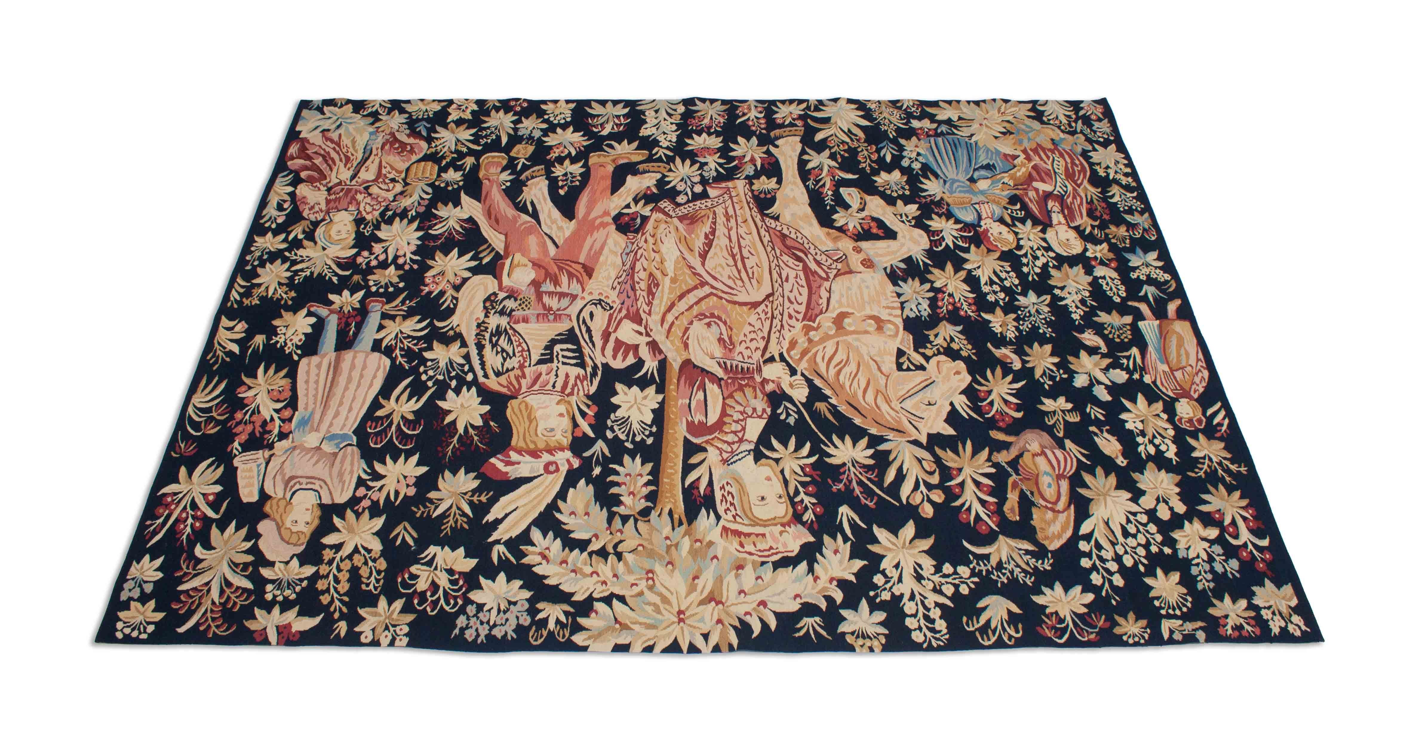 Eine Fotoaufnahme eines Aubusson Teppichs.