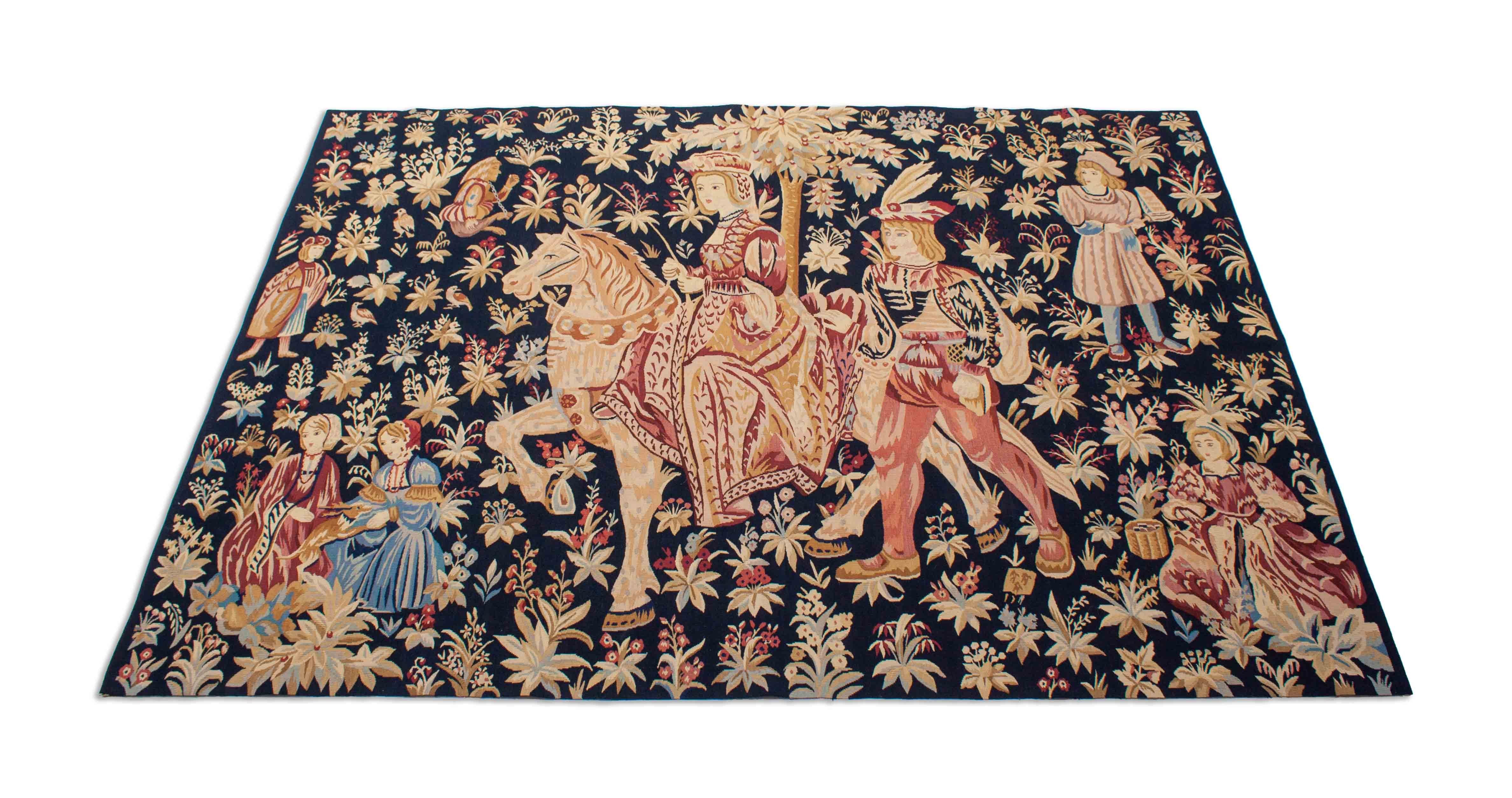 Eine Fotoaufnahme eines Aubusson Teppichs.