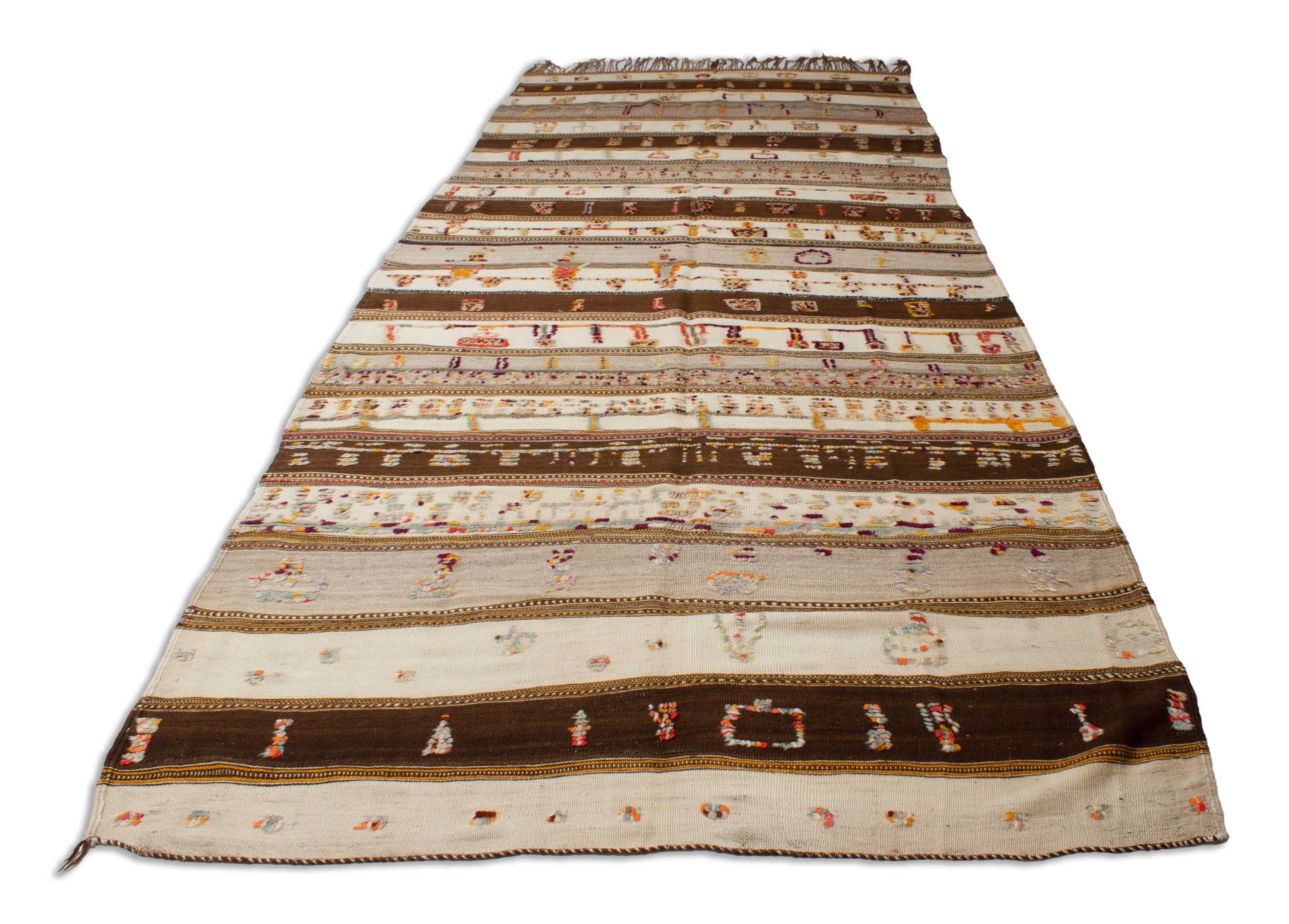 Eine Fotoaufnahme eines Marokkanischer Kelim Teppichs.