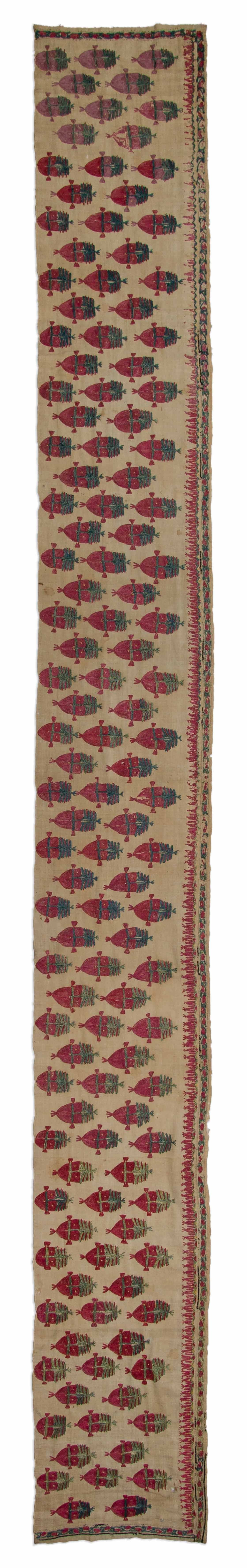 Eine Fotoaufnahme eines Antikes Textilfragment Teppichs.