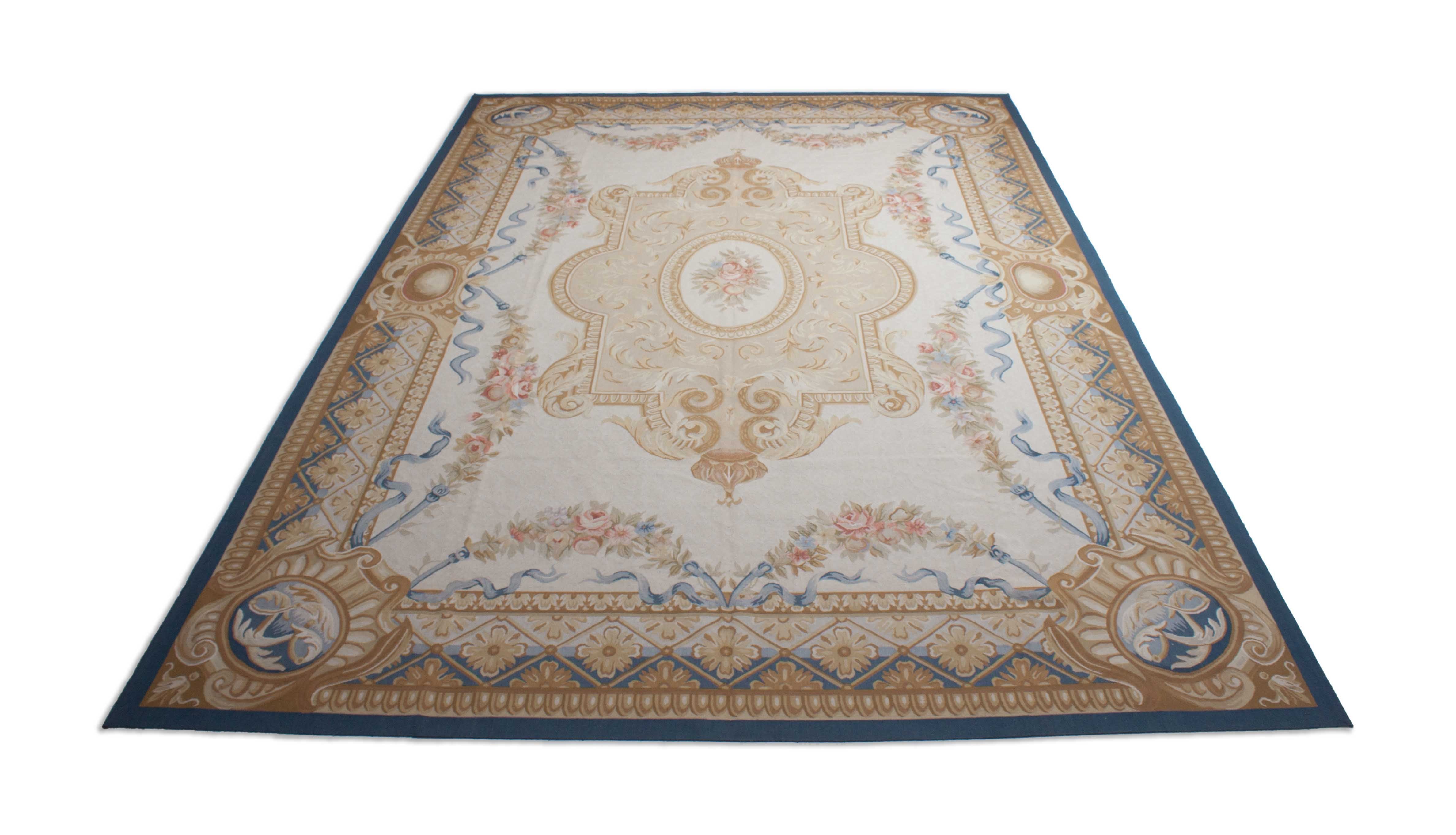 Eine Fotoaufnahme eines Aubusson Teppichs.