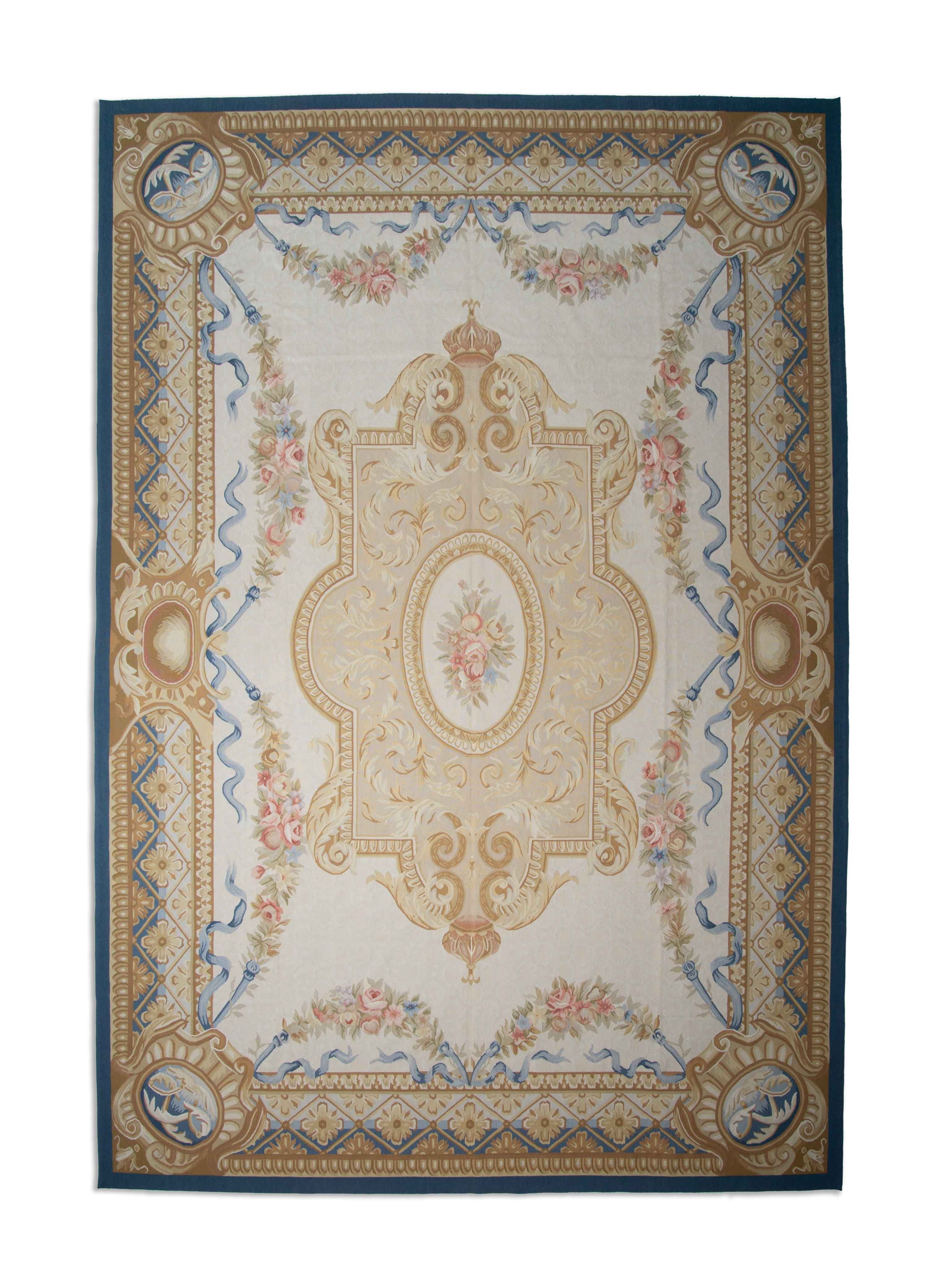 Eine Fotoaufnahme eines Aubusson Teppichs.