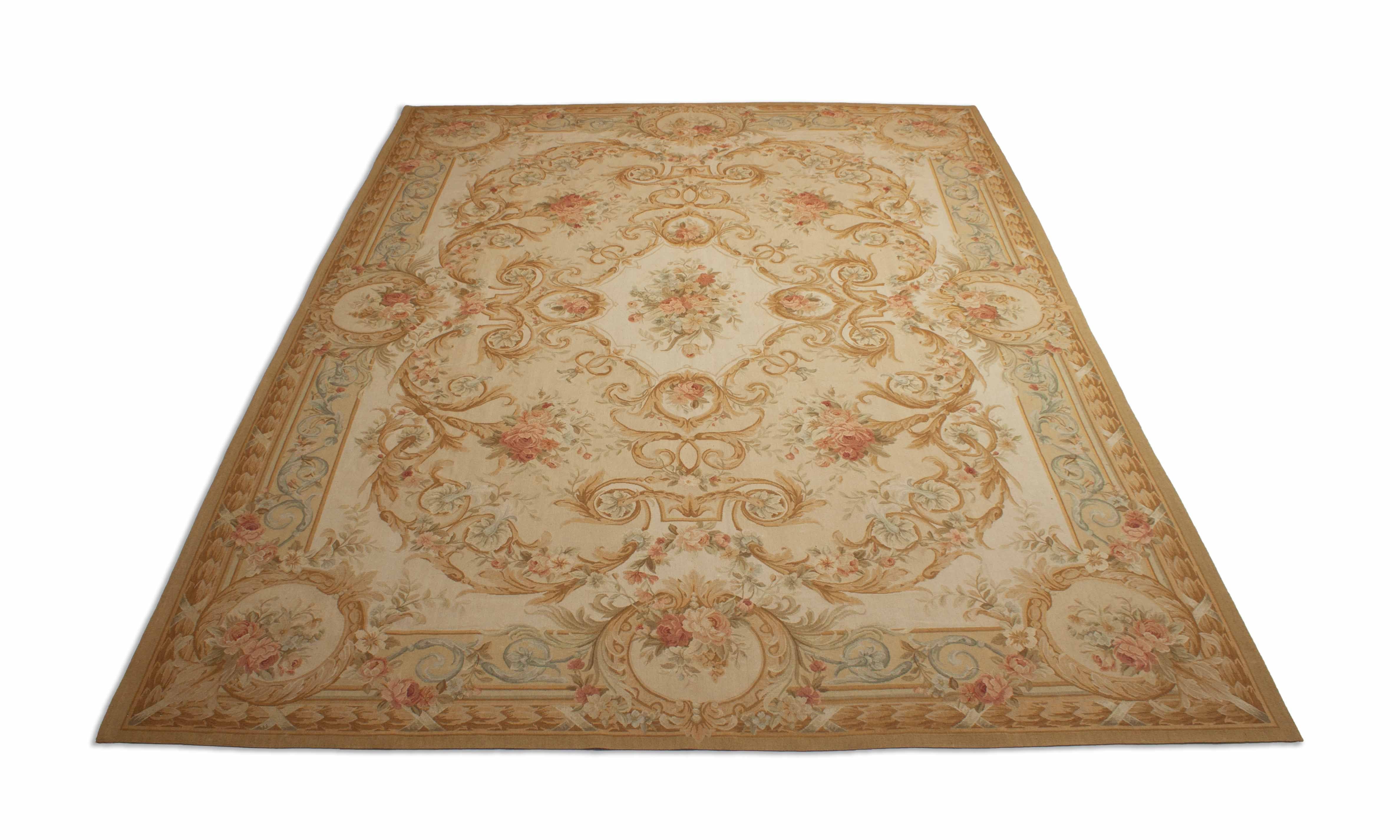 Eine Fotoaufnahme eines Aubusson Teppichs.