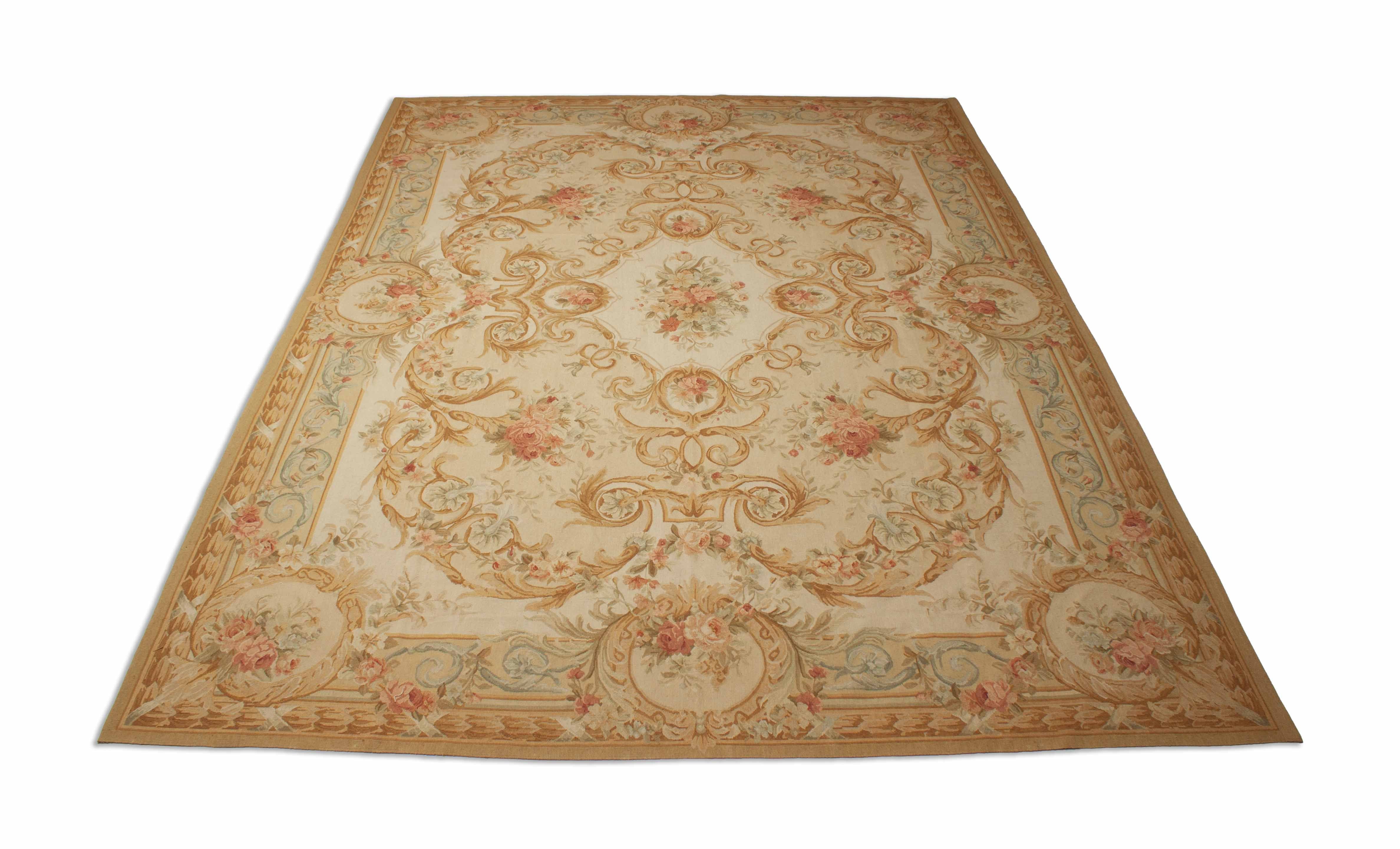 Eine Fotoaufnahme eines Aubusson Teppichs.