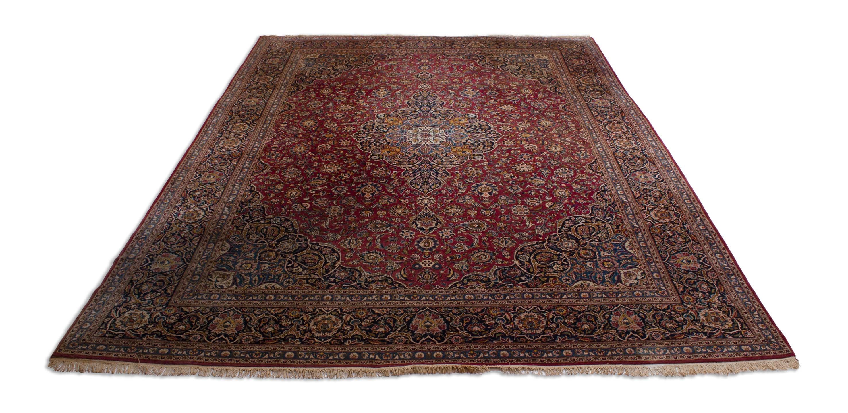 Eine Fotoaufnahme eines Keshan Teppichs.