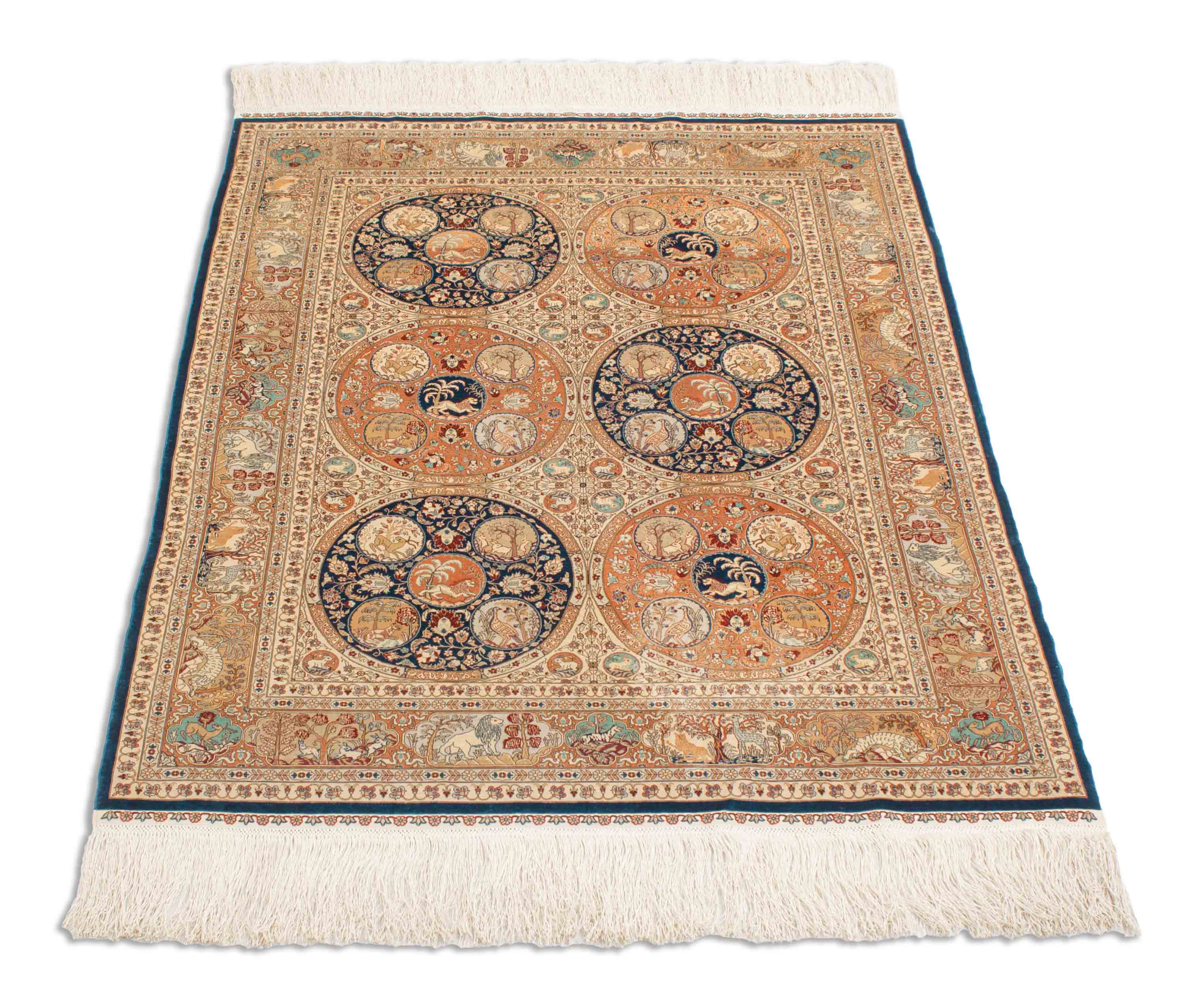Antiker Hereke aus reiner Seide | 110 cm x 90 cm | Nr. 17044