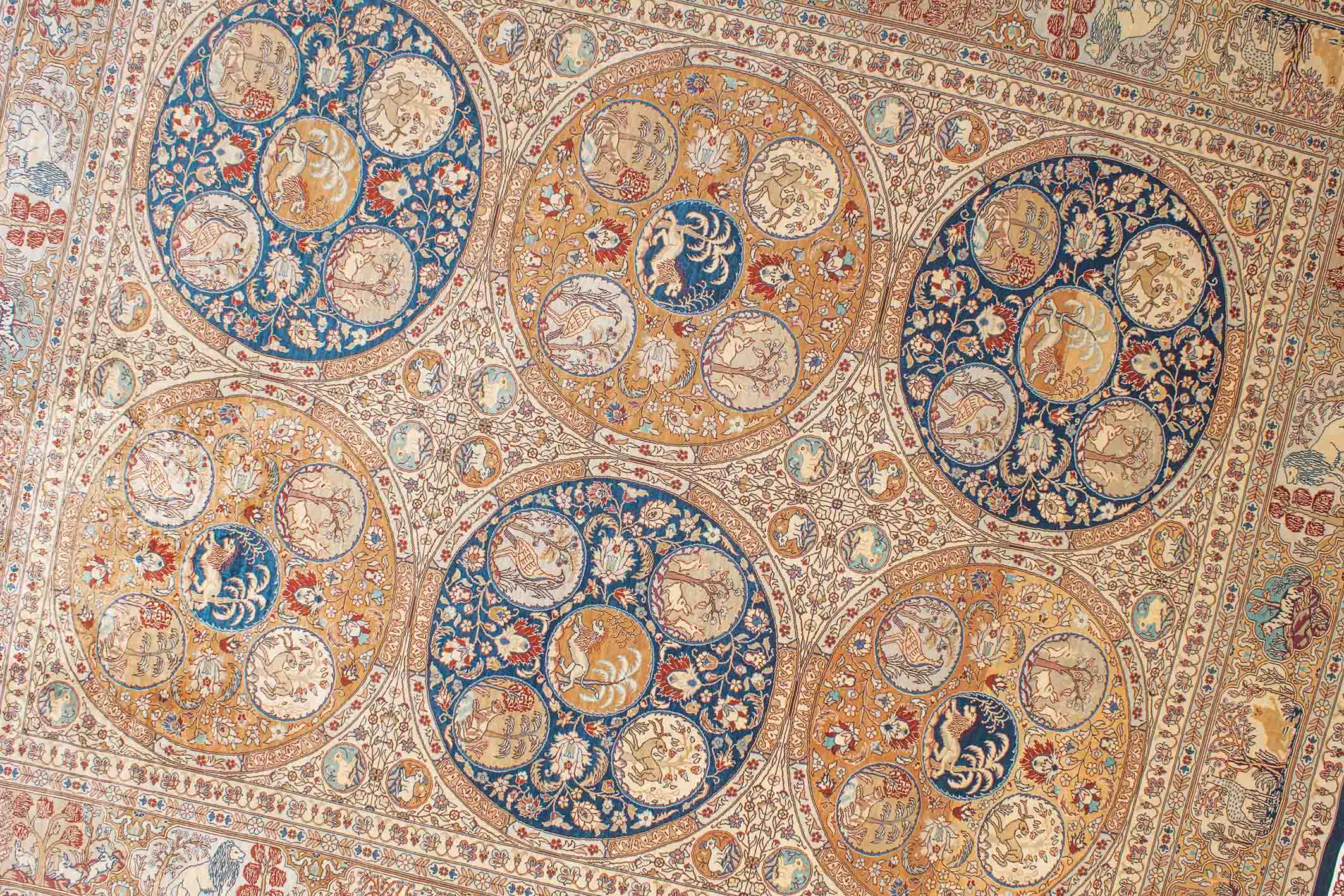 Antiker Hereke aus reiner Seide | 110 cm x 90 cm | Nr. 17044