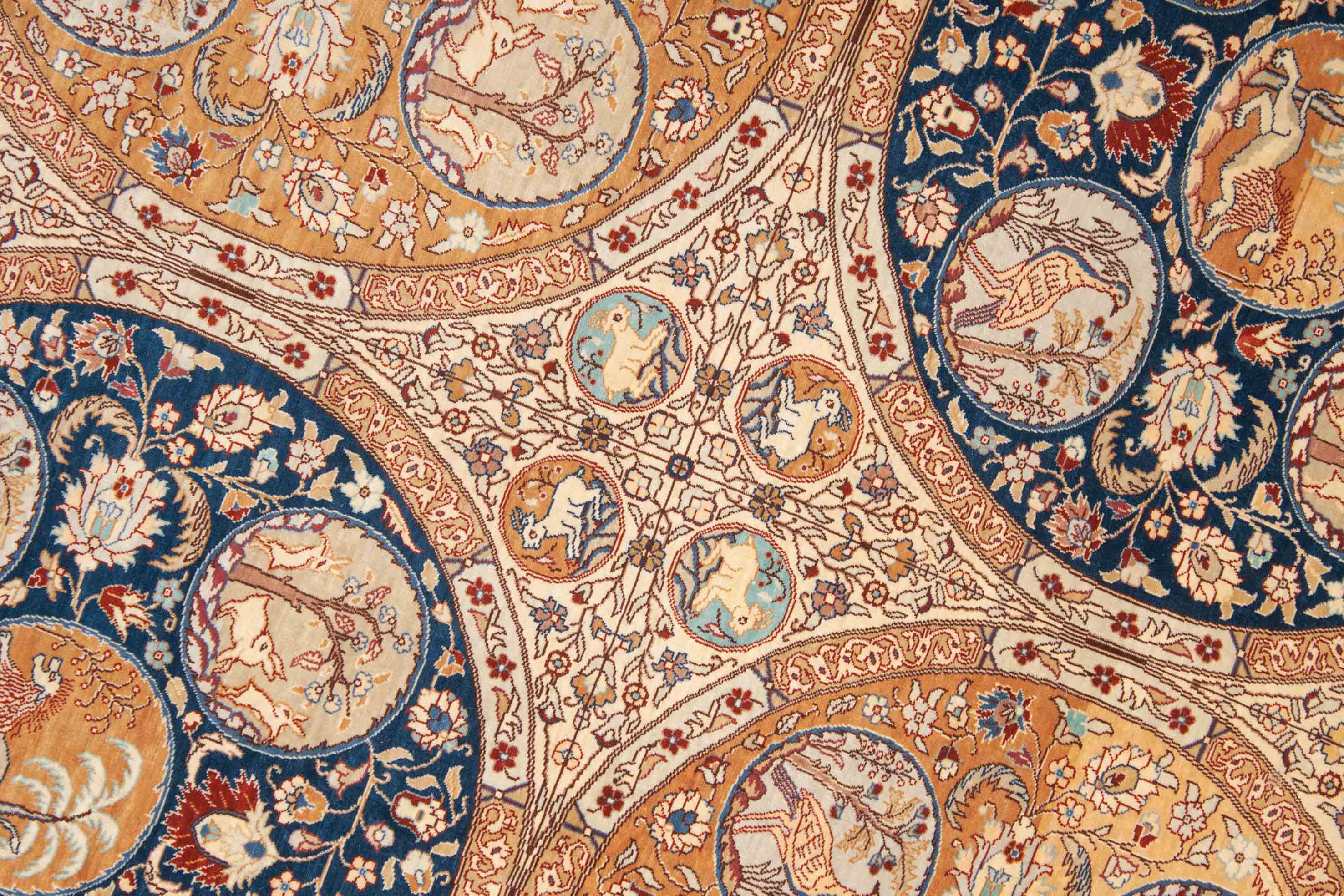 Antiker Hereke aus reiner Seide | 110 cm x 90 cm | Nr. 17044