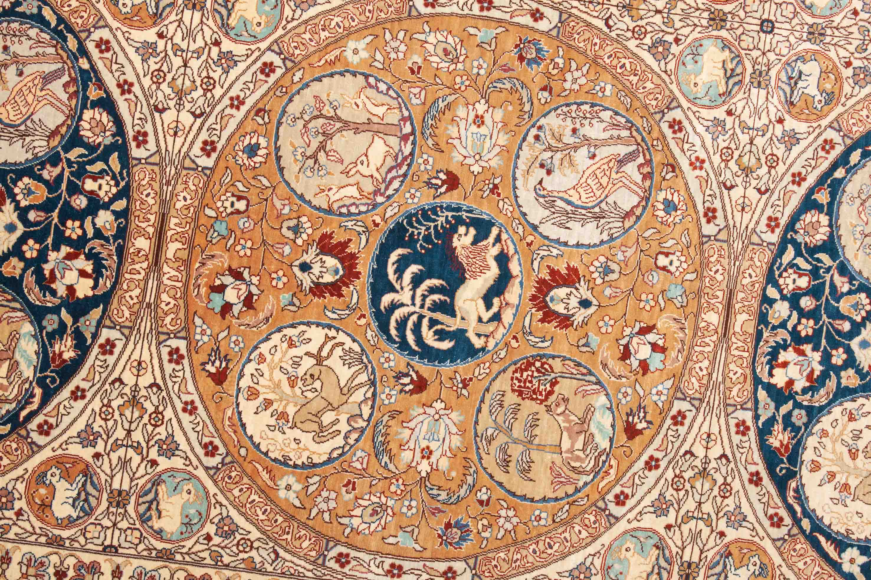 Antiker Hereke aus reiner Seide | 110 cm x 90 cm | Nr. 17044