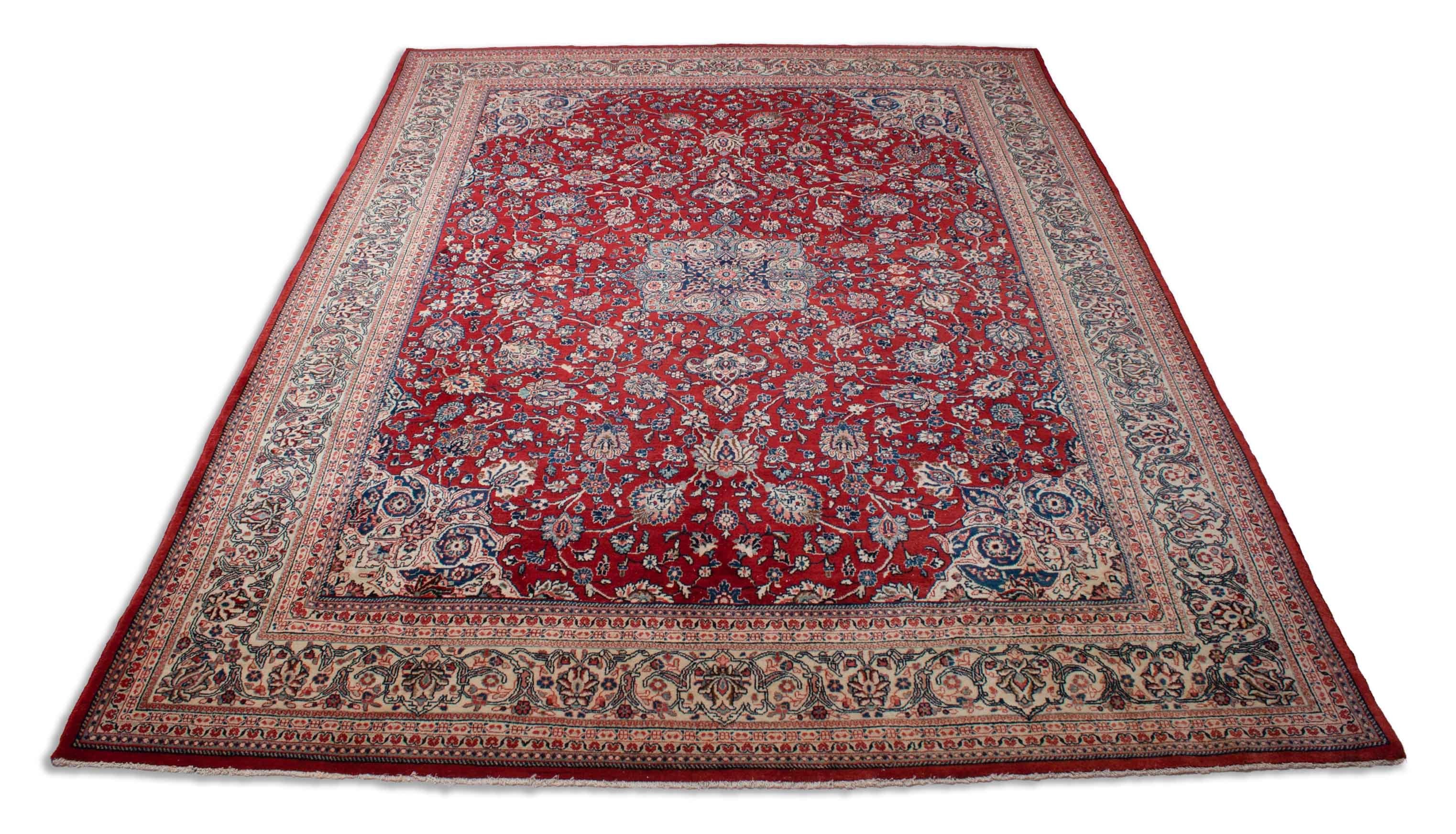 Eine Fotoaufnahme eines Sarough Teppichs.