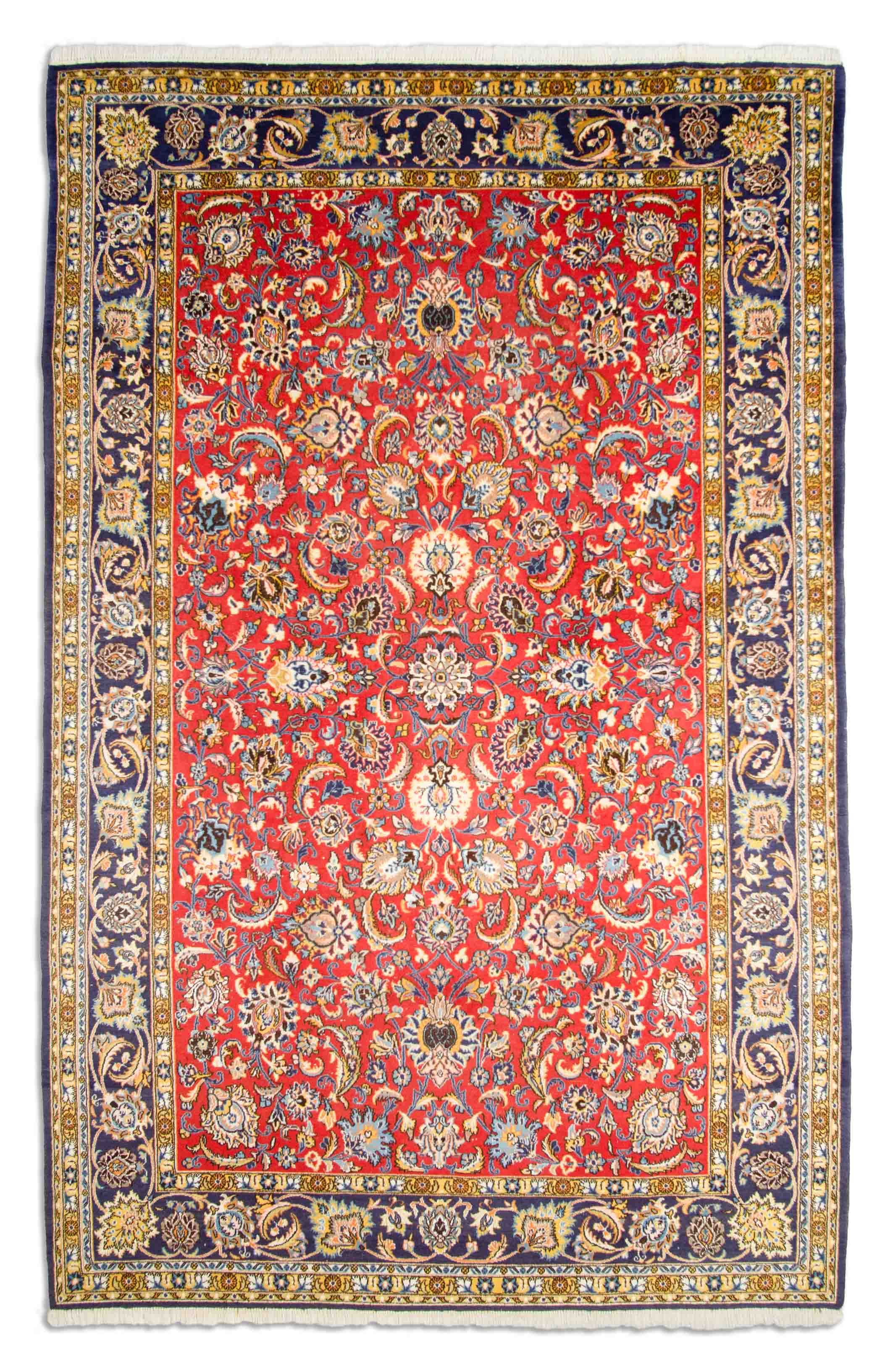 Eine Fotoaufnahme eines Ghom Teppichs.