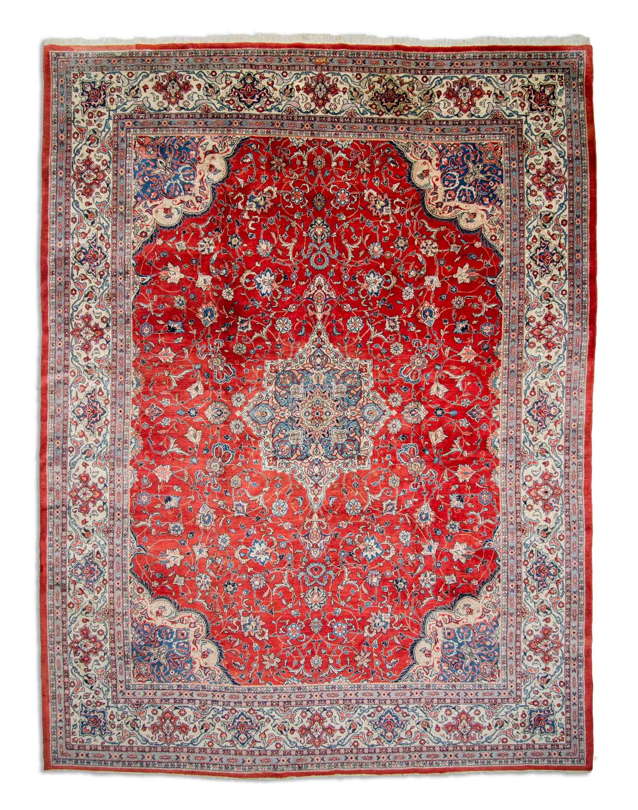 Eine Fotoaufnahme eines Sarough Teppichs.