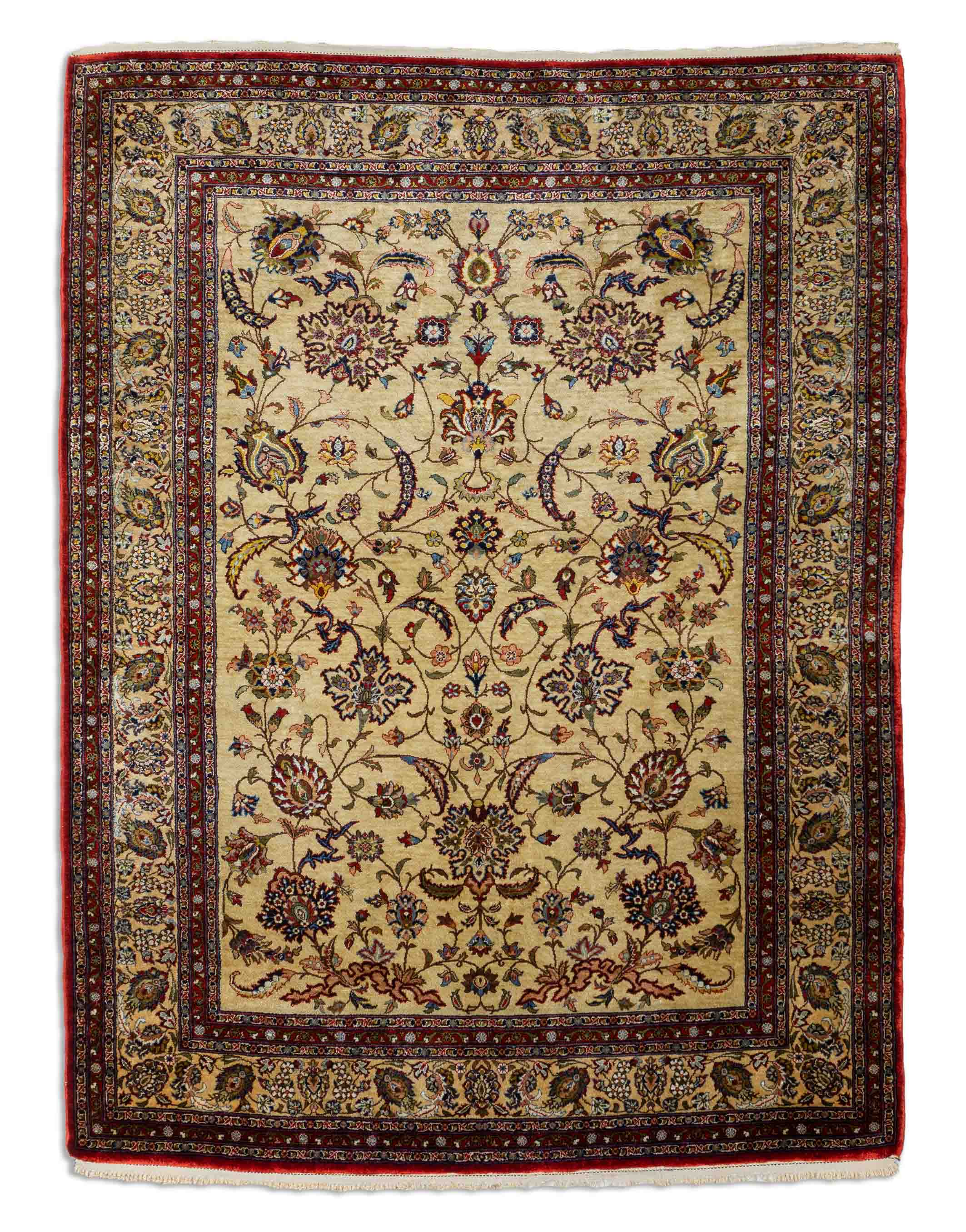 Eine Fotoaufnahme eines Ghom Teppichs.