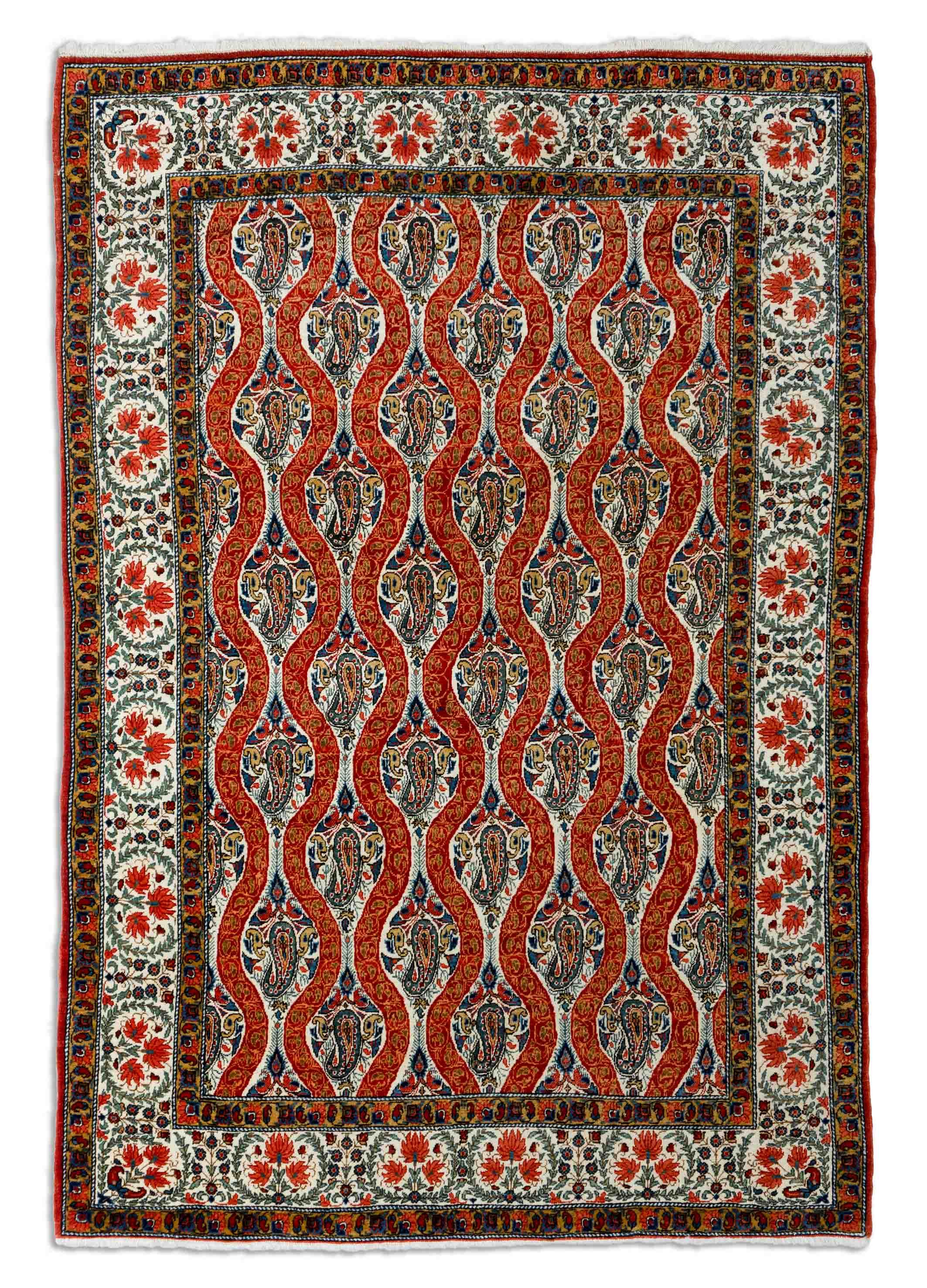 Eine Fotoaufnahme eines Ghom Teppichs.