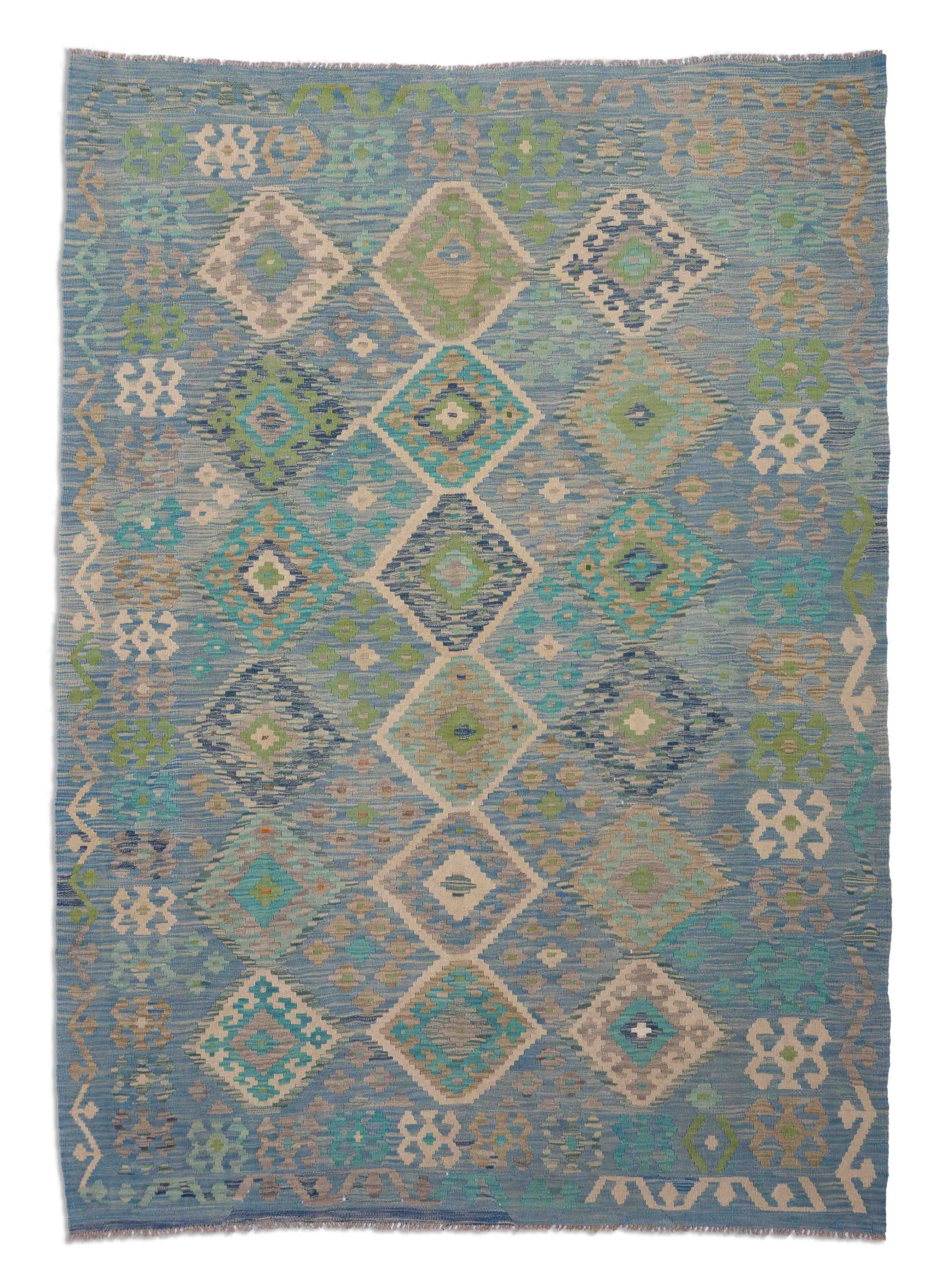 Eine Fotoaufnahme eines Kelim Teppichs.