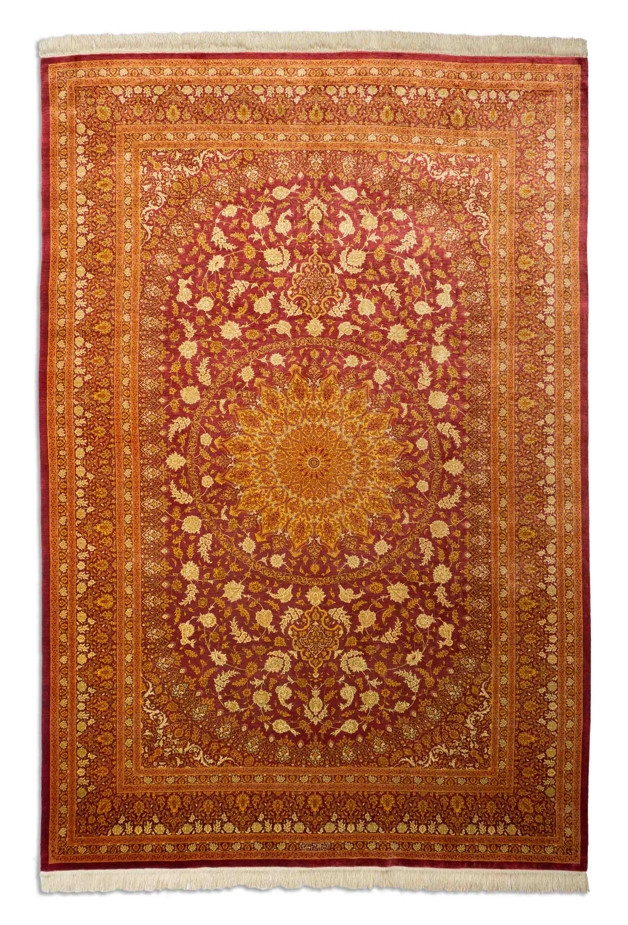 Eine Fotoaufnahme eines Ghom Teppichs.