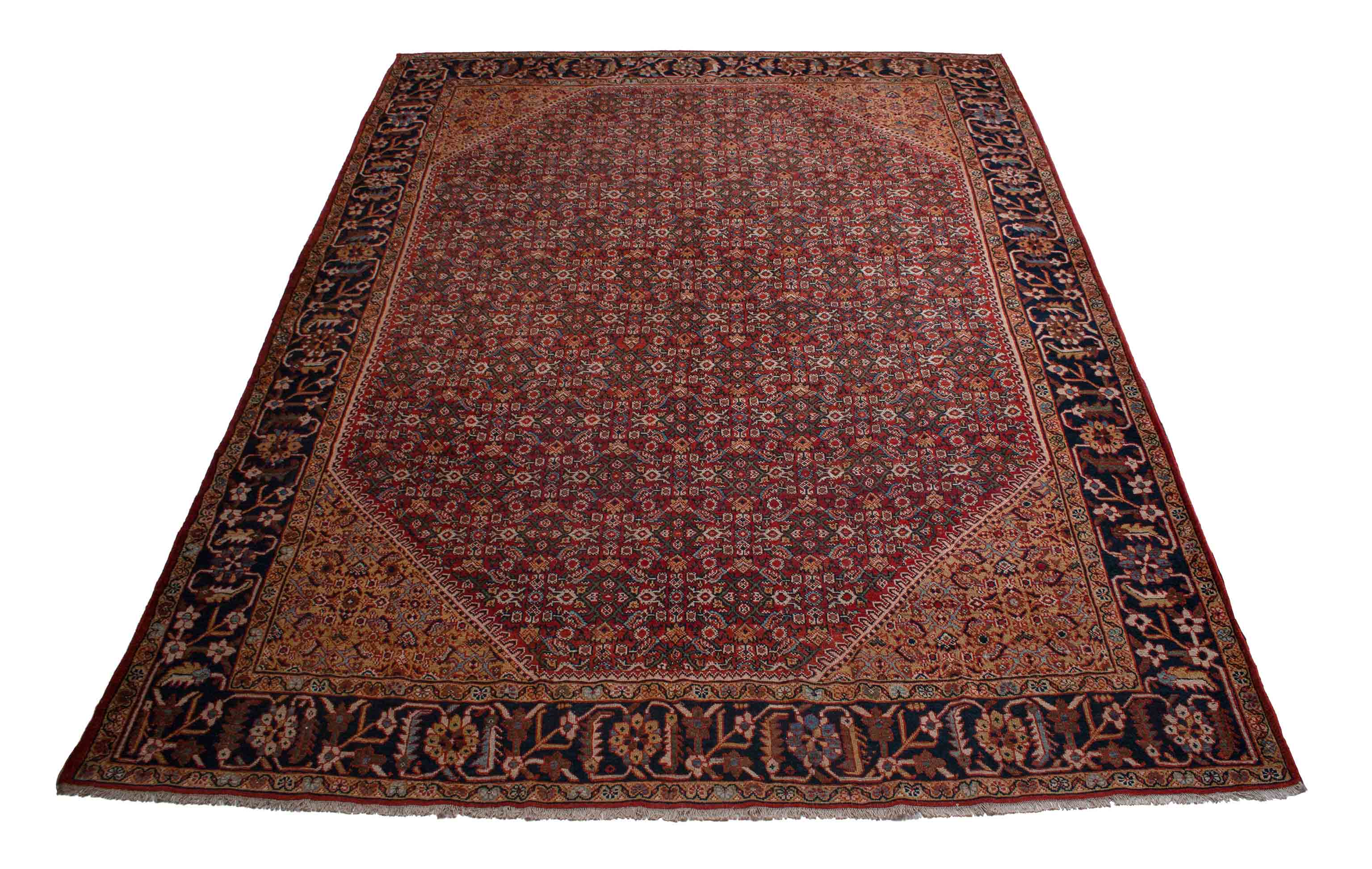 Eine Fotoaufnahme eines Mahal Teppichs.