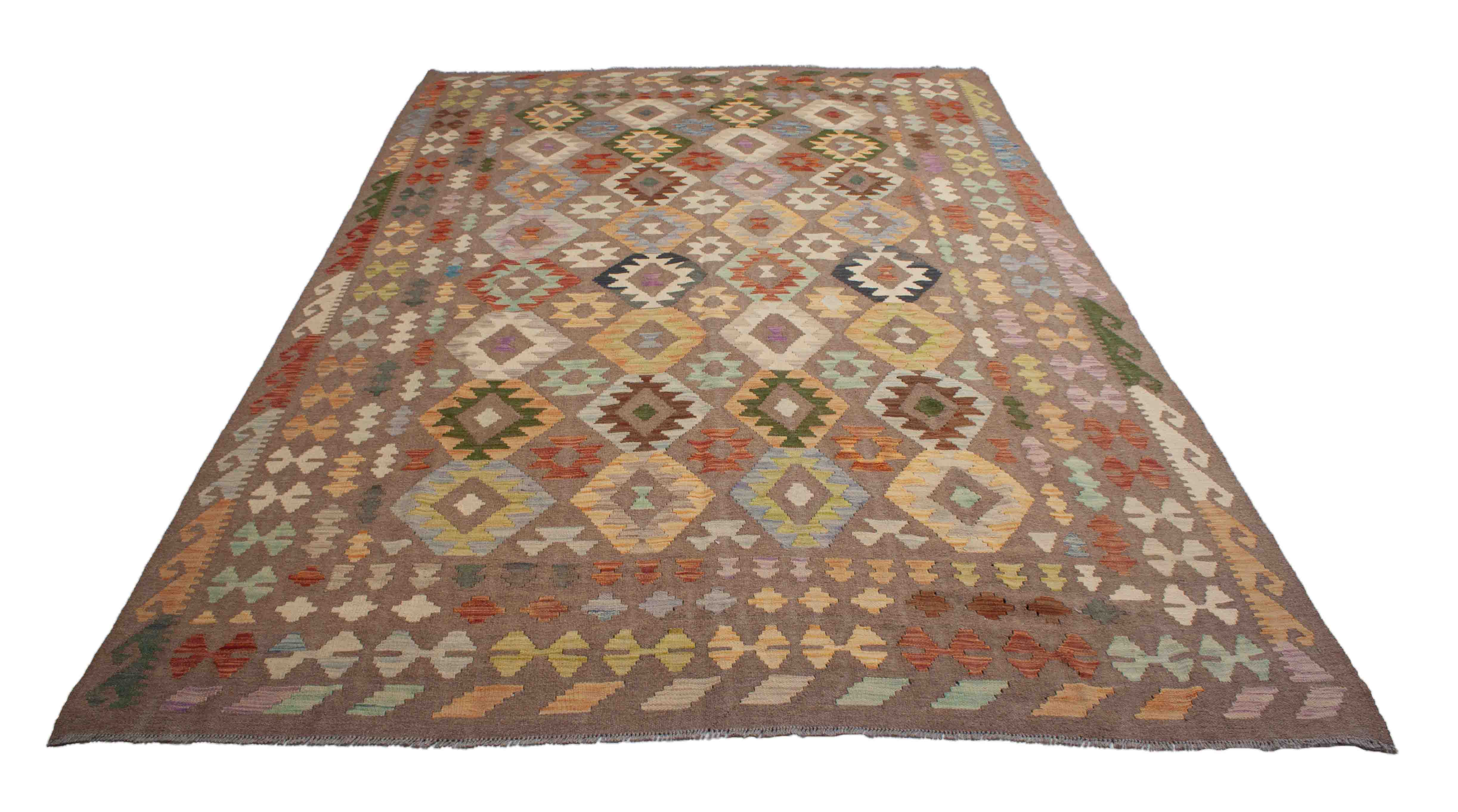 Eine Fotoaufnahme eines Kelim Teppichs.