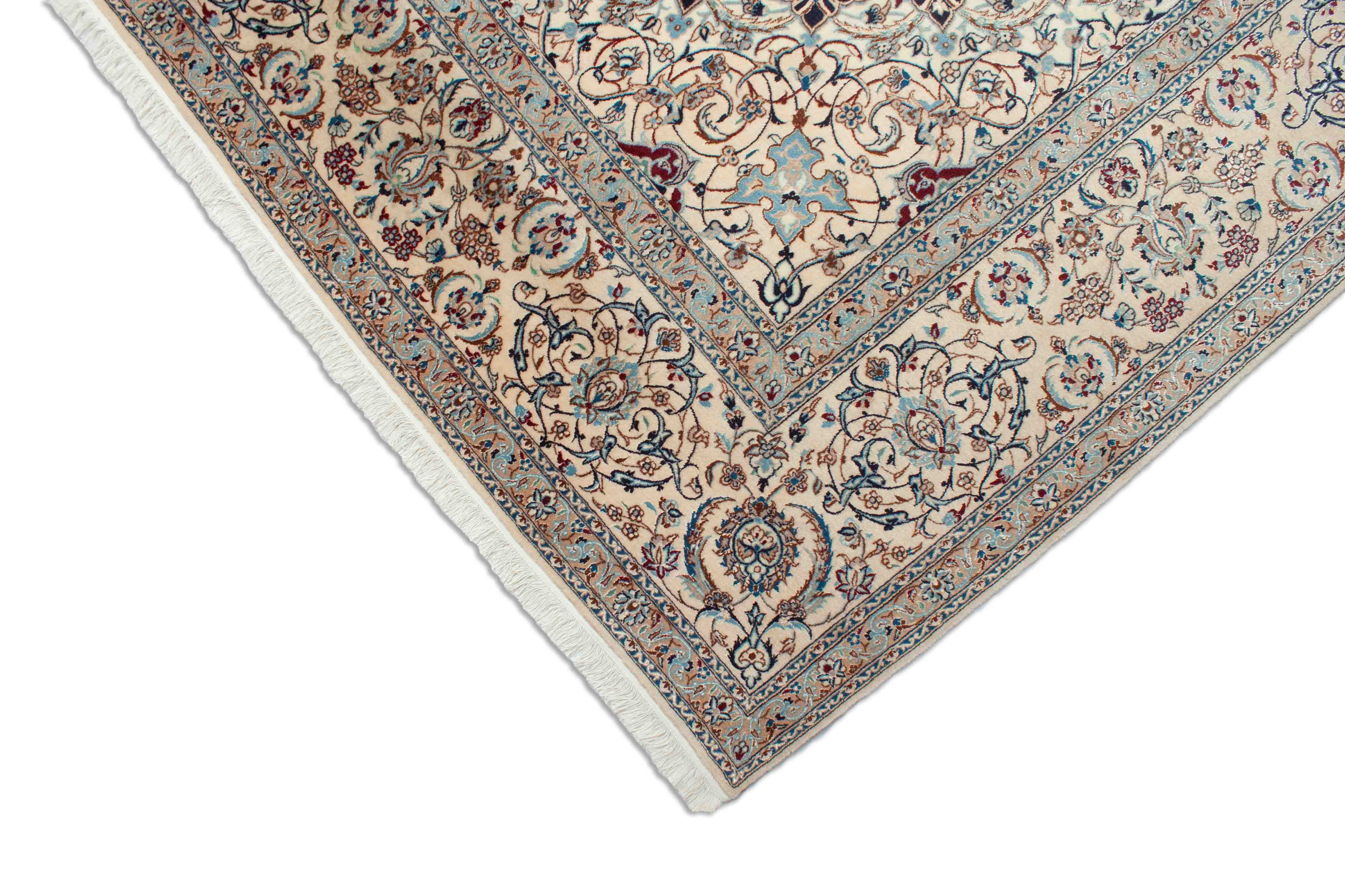 Nain Teppich mit Bordüre in dunkelblau und 370 cm x 260 cm groß