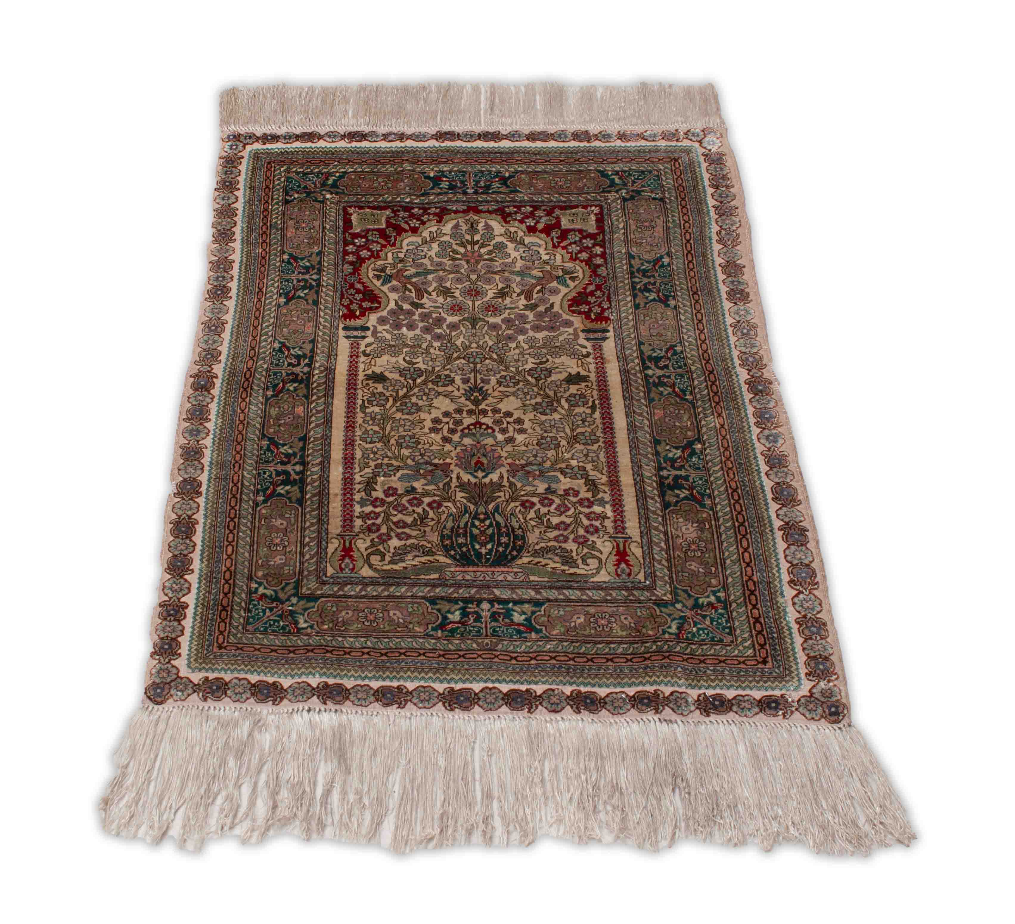 Chinesischer Hereke aus reiner Seide | 90 cm x 63 cm | Nr. 20127