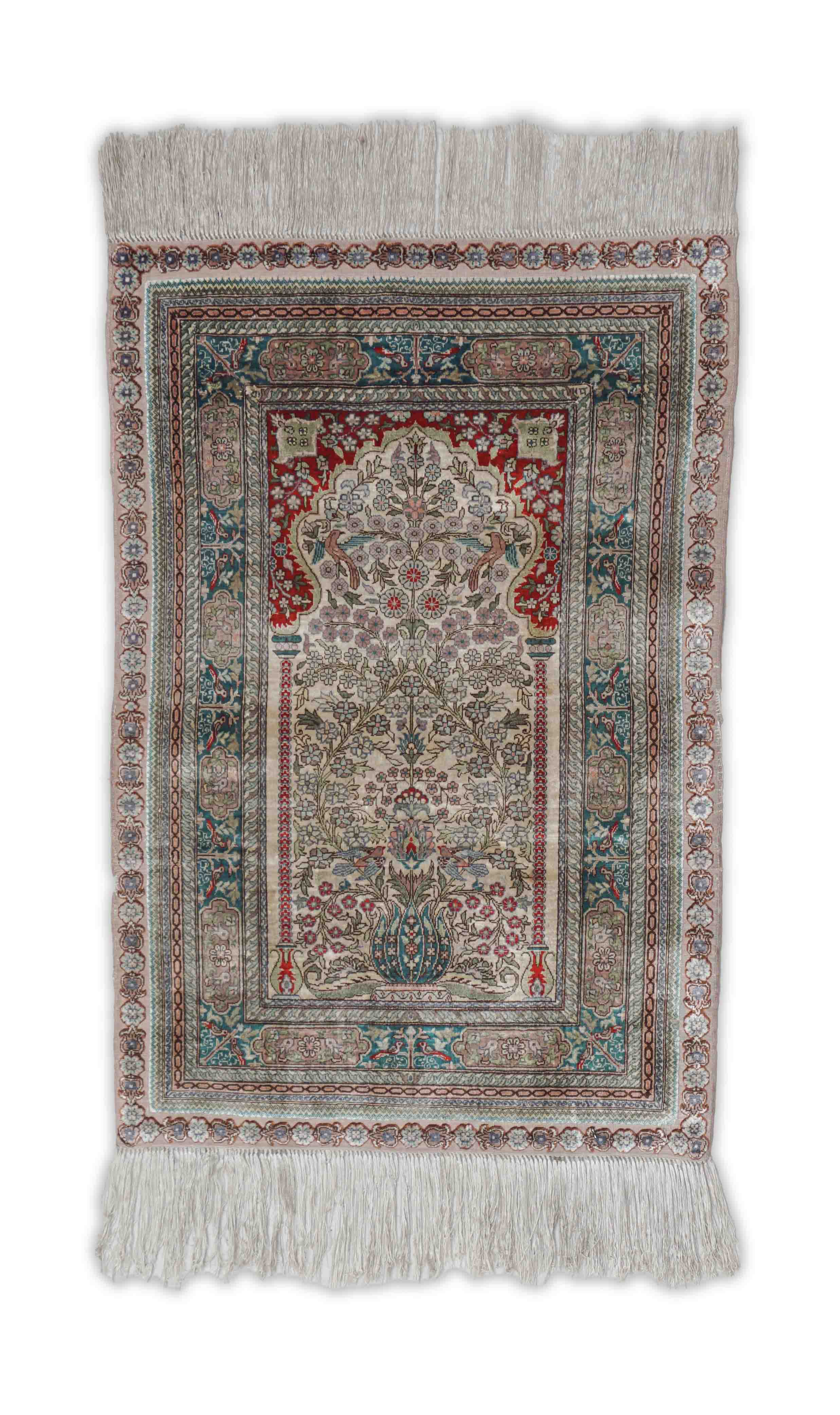 Chinesischer Hereke aus reiner Seide | 90 cm x 63 cm | Nr. 20127