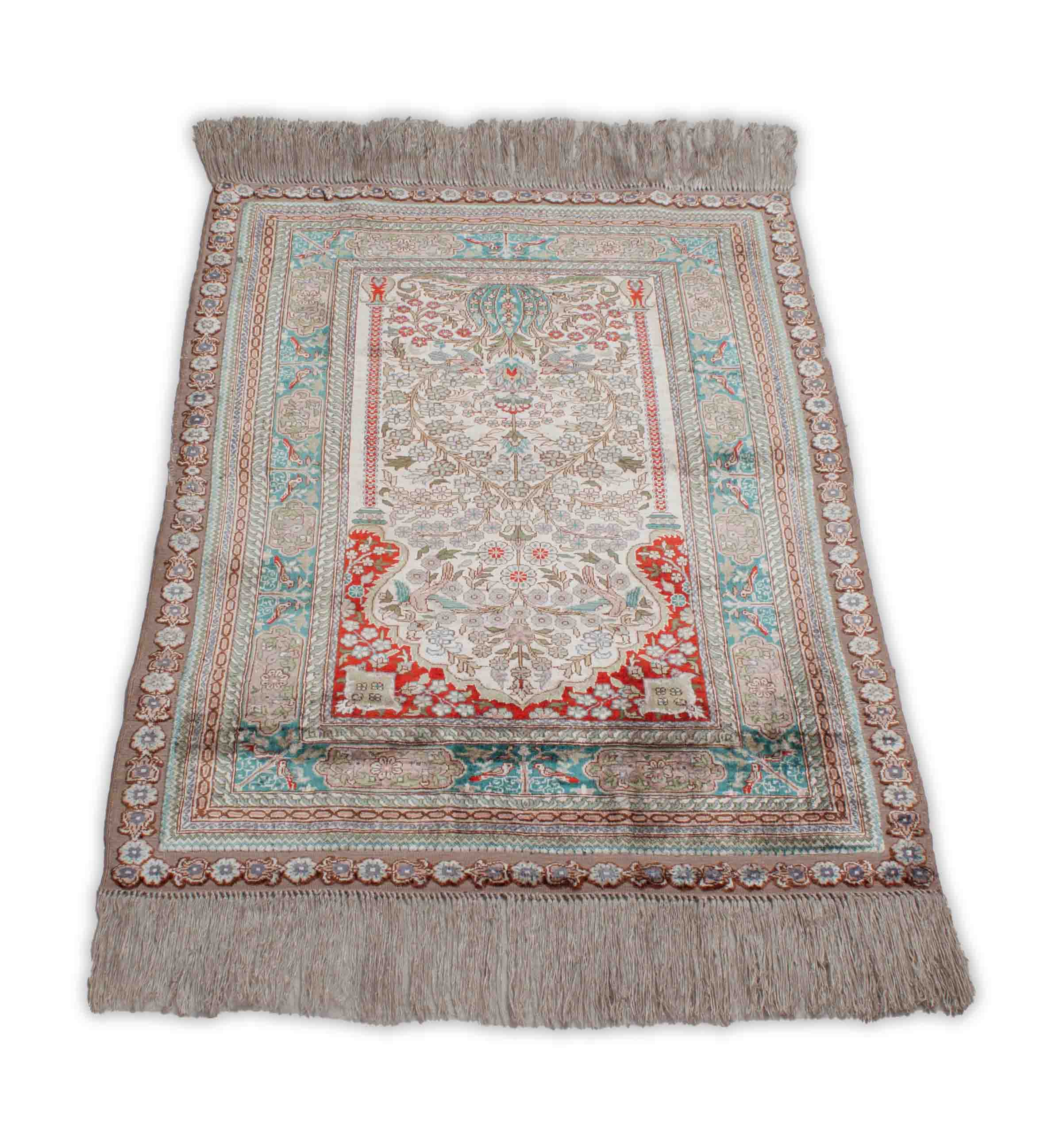 Chinesischer Hereke aus reiner Seide | 90 cm x 63 cm | Nr. 20127