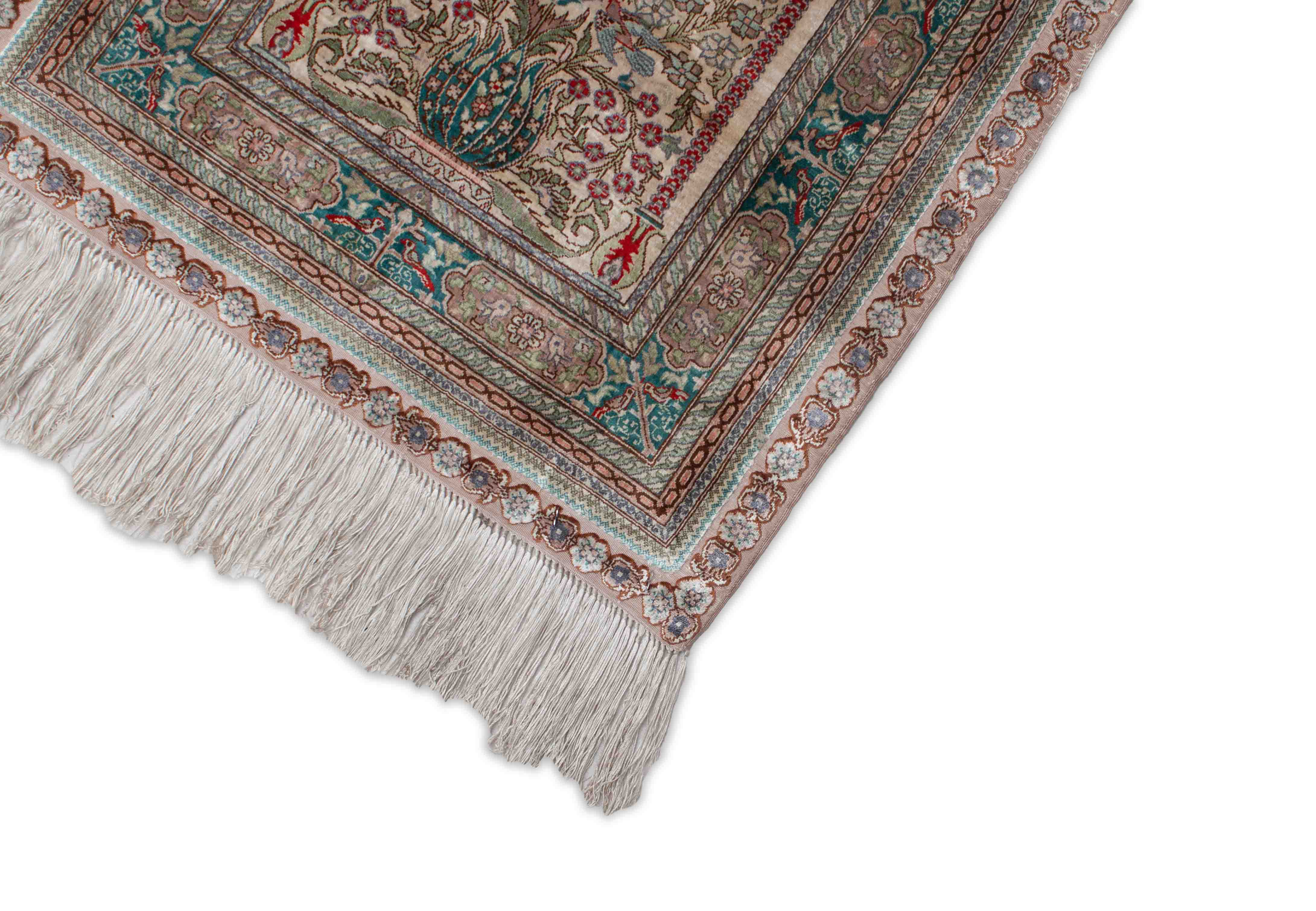 Chinesischer Hereke aus reiner Seide | 90 cm x 63 cm | Nr. 20127