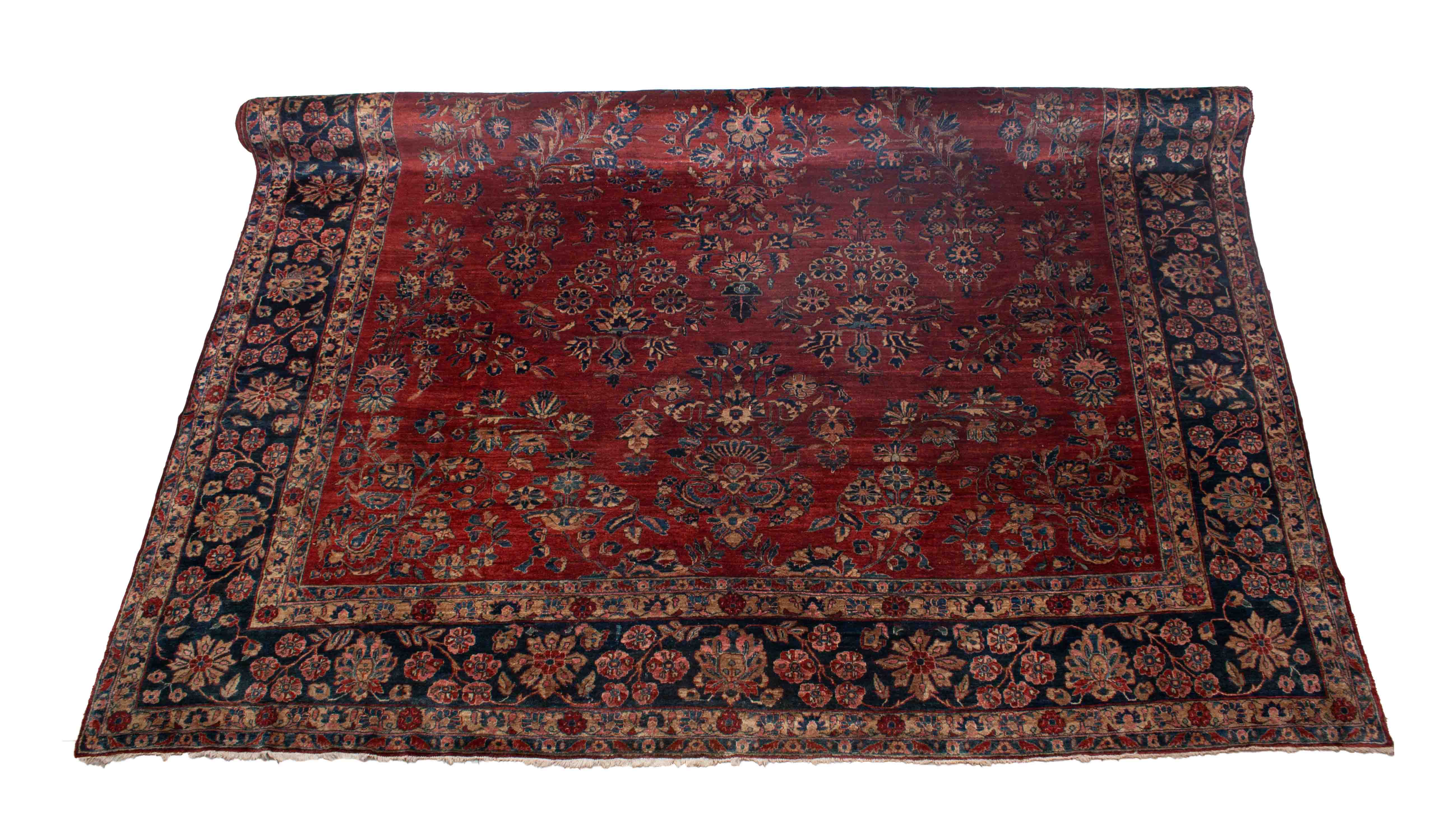 Antiker Sarough Teppich in dunkelrot und 550 cm x 365 cm groß