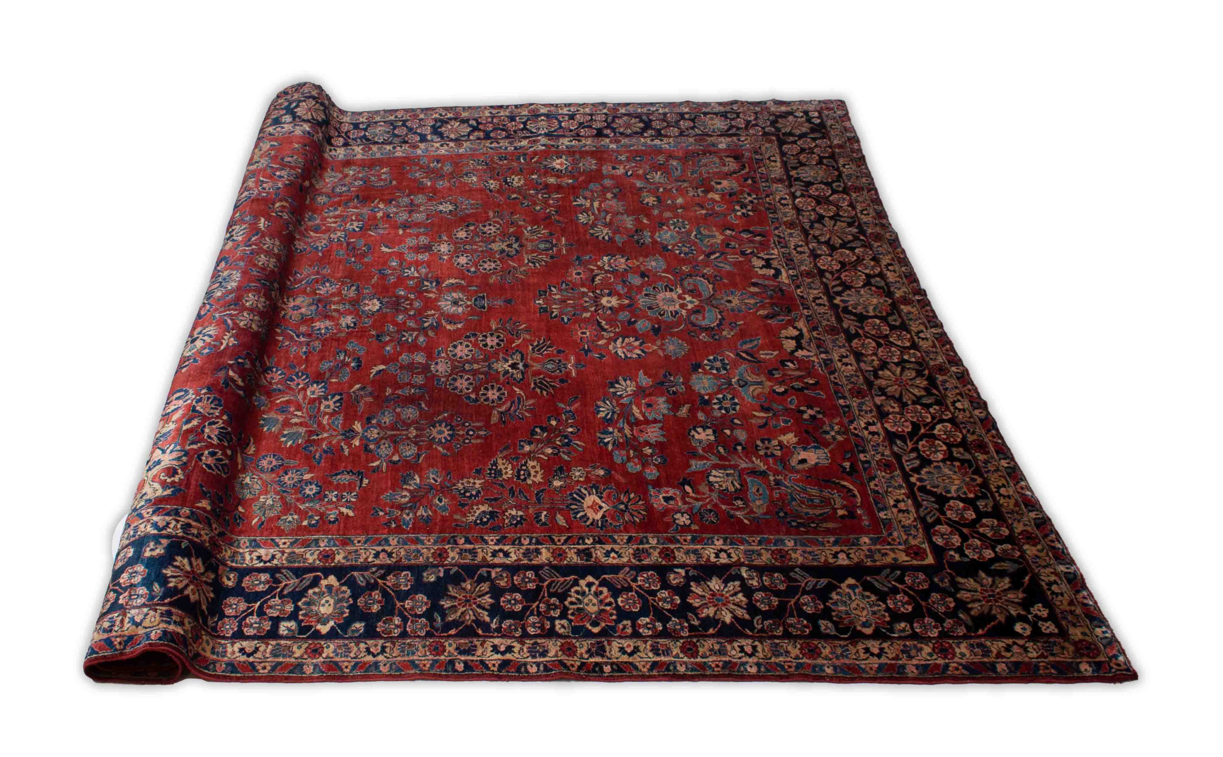 Antiker Sarough Teppich in dunkelrot und 550 cm x 365 cm groß