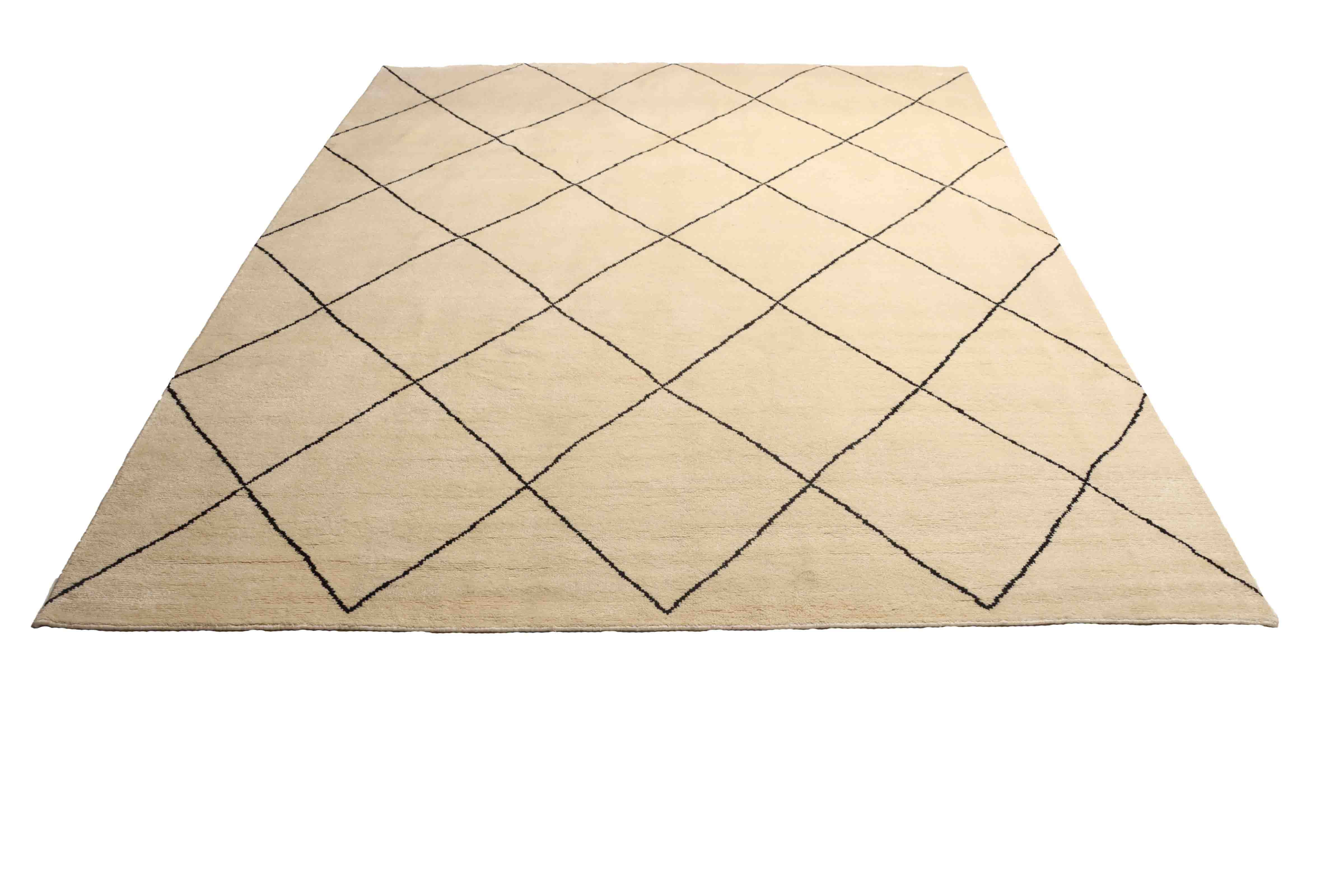 Moderner Beni Teppich mit Rauten in beige und 315 cm x 247 cm groß