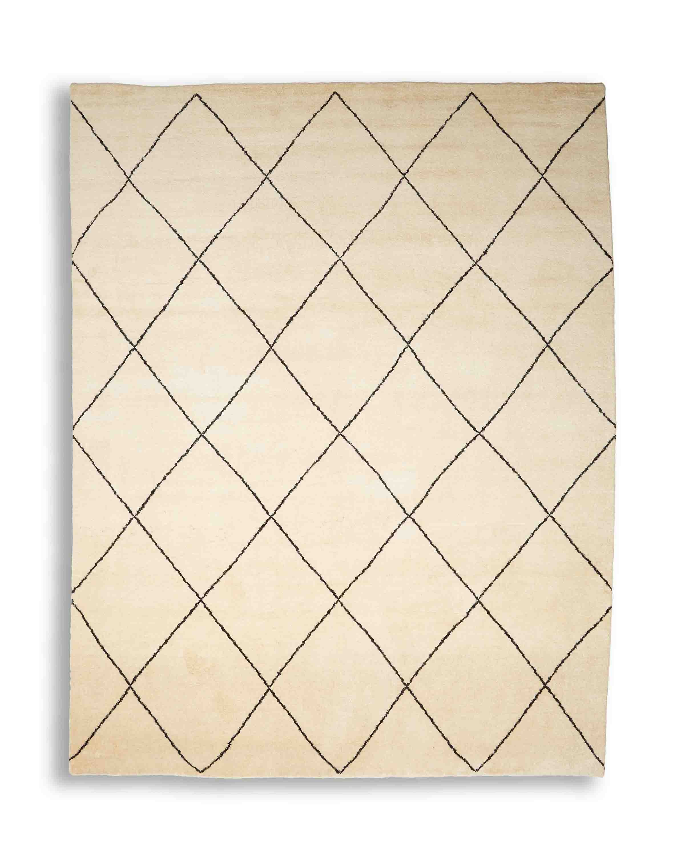 Moderner Beni Teppich mit Rauten in beige und 315 cm x 247 cm groß
