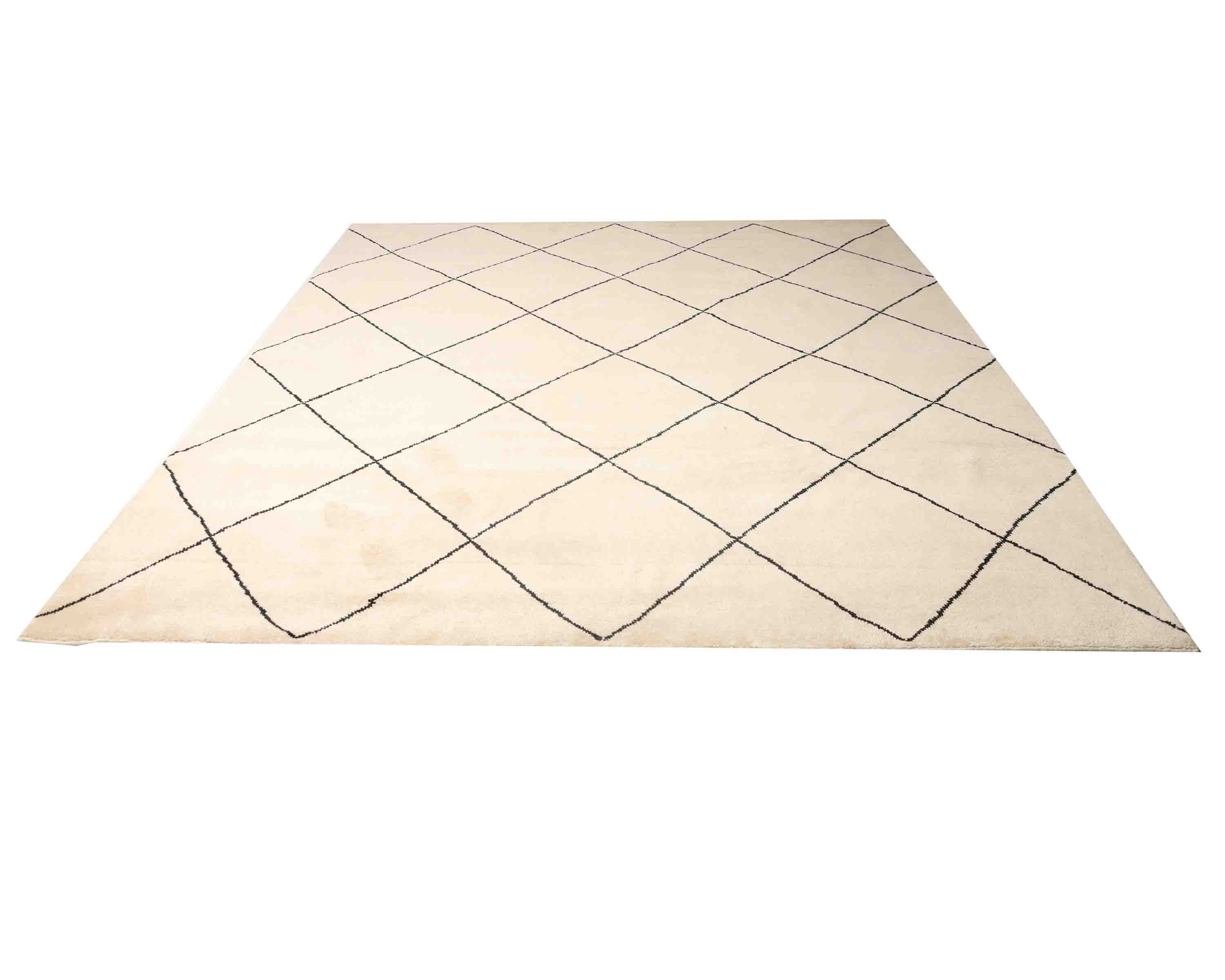Moderner Beni Teppich mit Rauten in beige und 315 cm x 247 cm groß