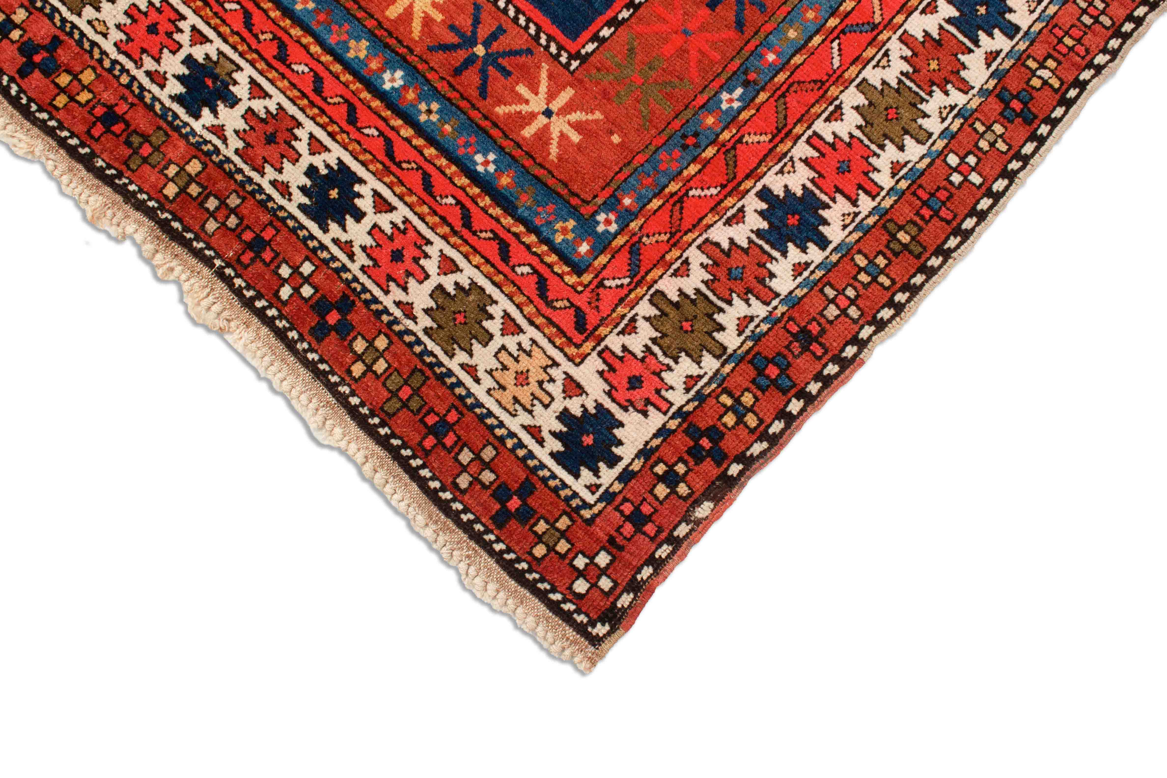 Antiker Schirwan Leski in dunkelblau, rot und 180 cm x 123 cm groß